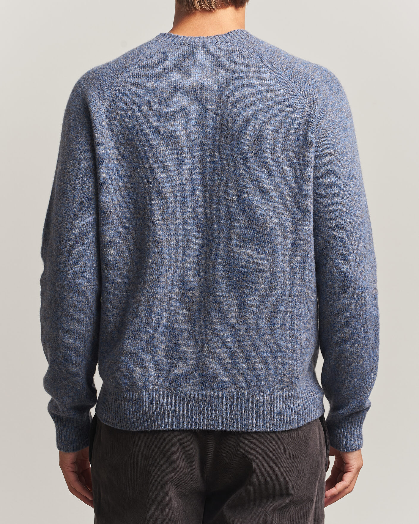 Herre | Trøjer | Sunspel | Lambswool Crew Neck Denim Twist