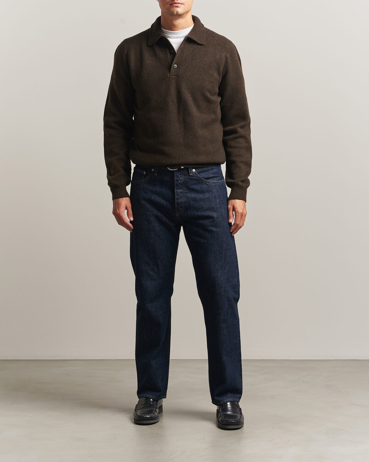 Herre | Trøjer | Sunspel | Lambswool Poloshirt Loden Twist