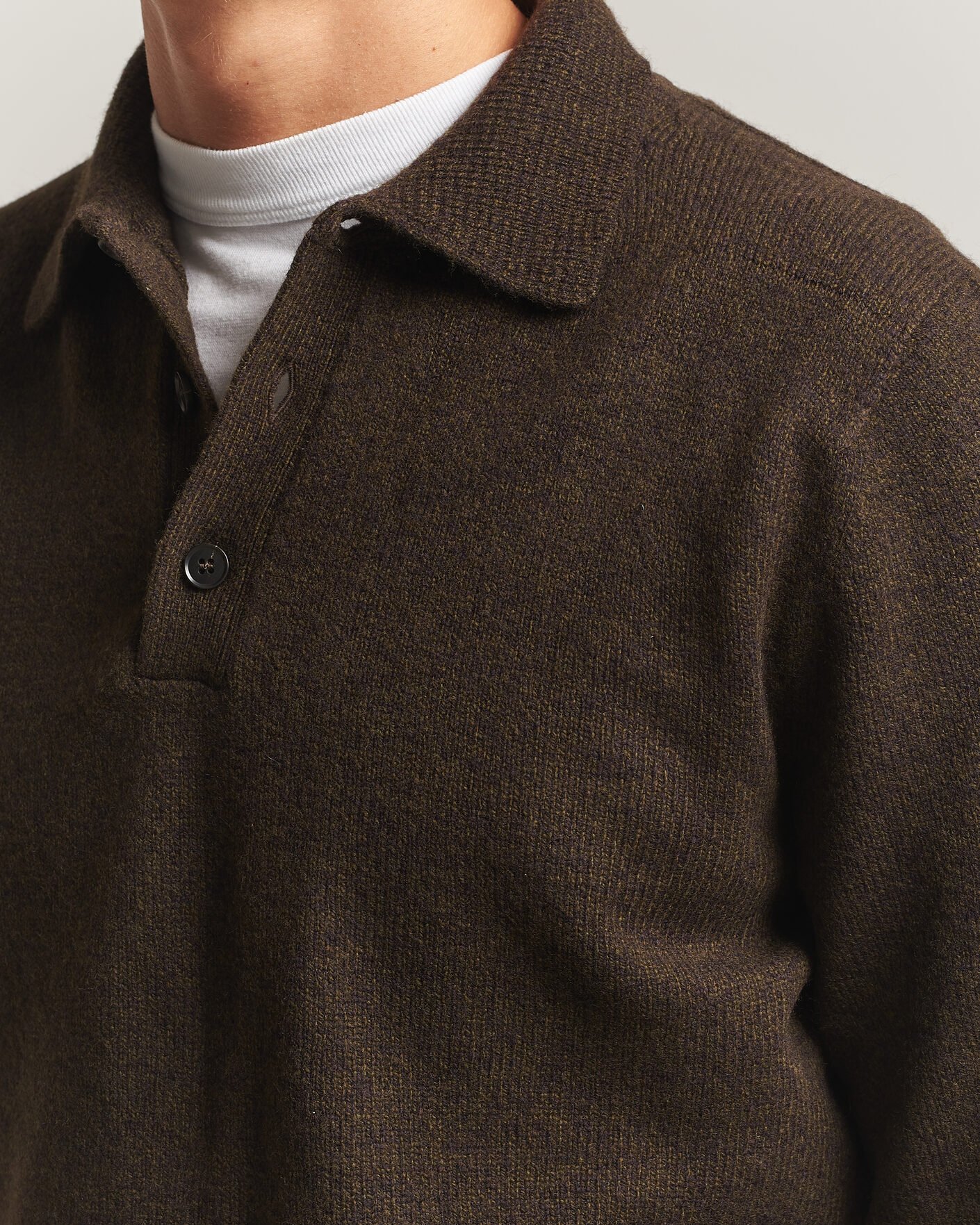 Herre | Trøjer | Sunspel | Lambswool Poloshirt Loden Twist