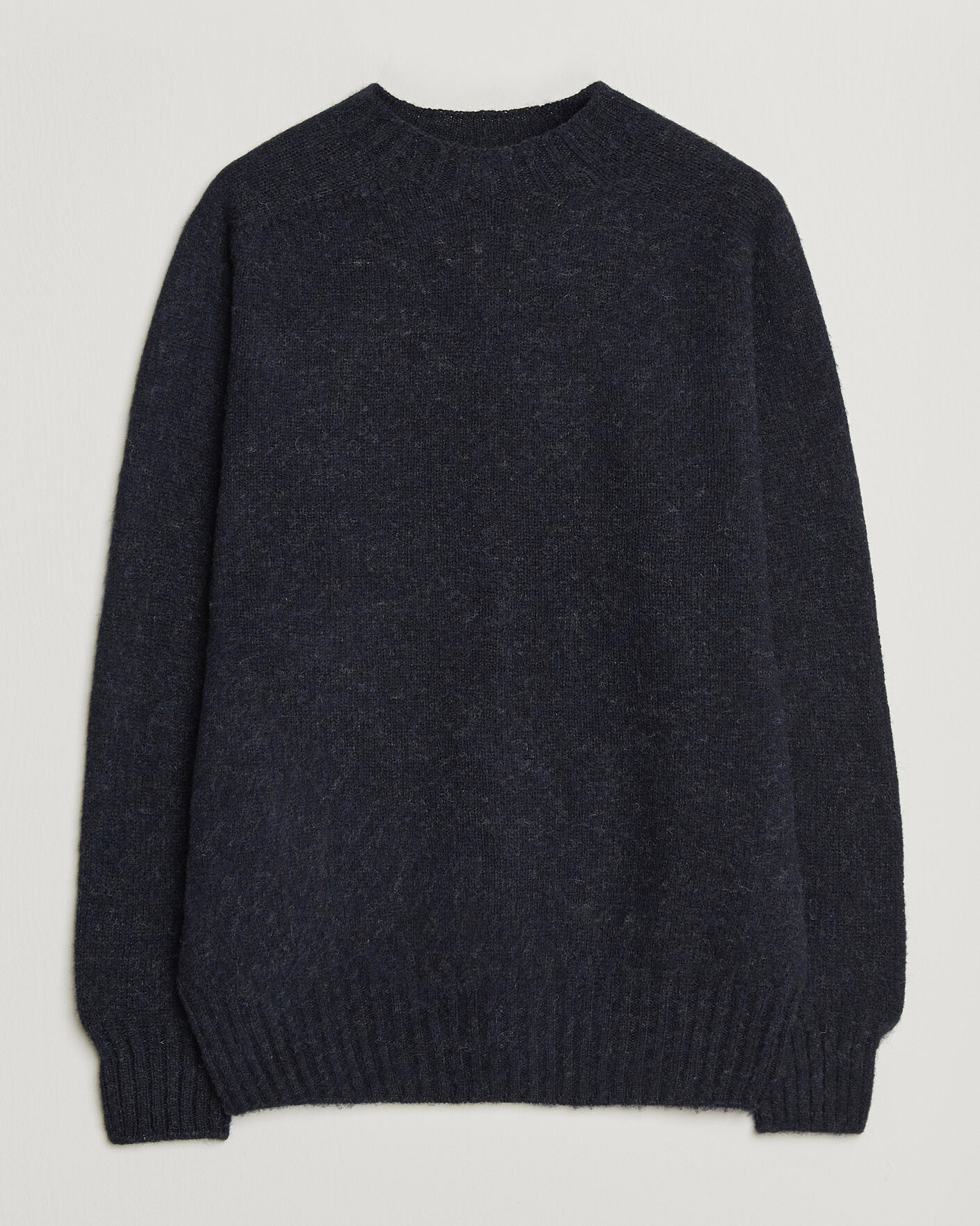 Herre | Trøjer | Sunspel | Brushed Shetland Crew Neck Dark Navy