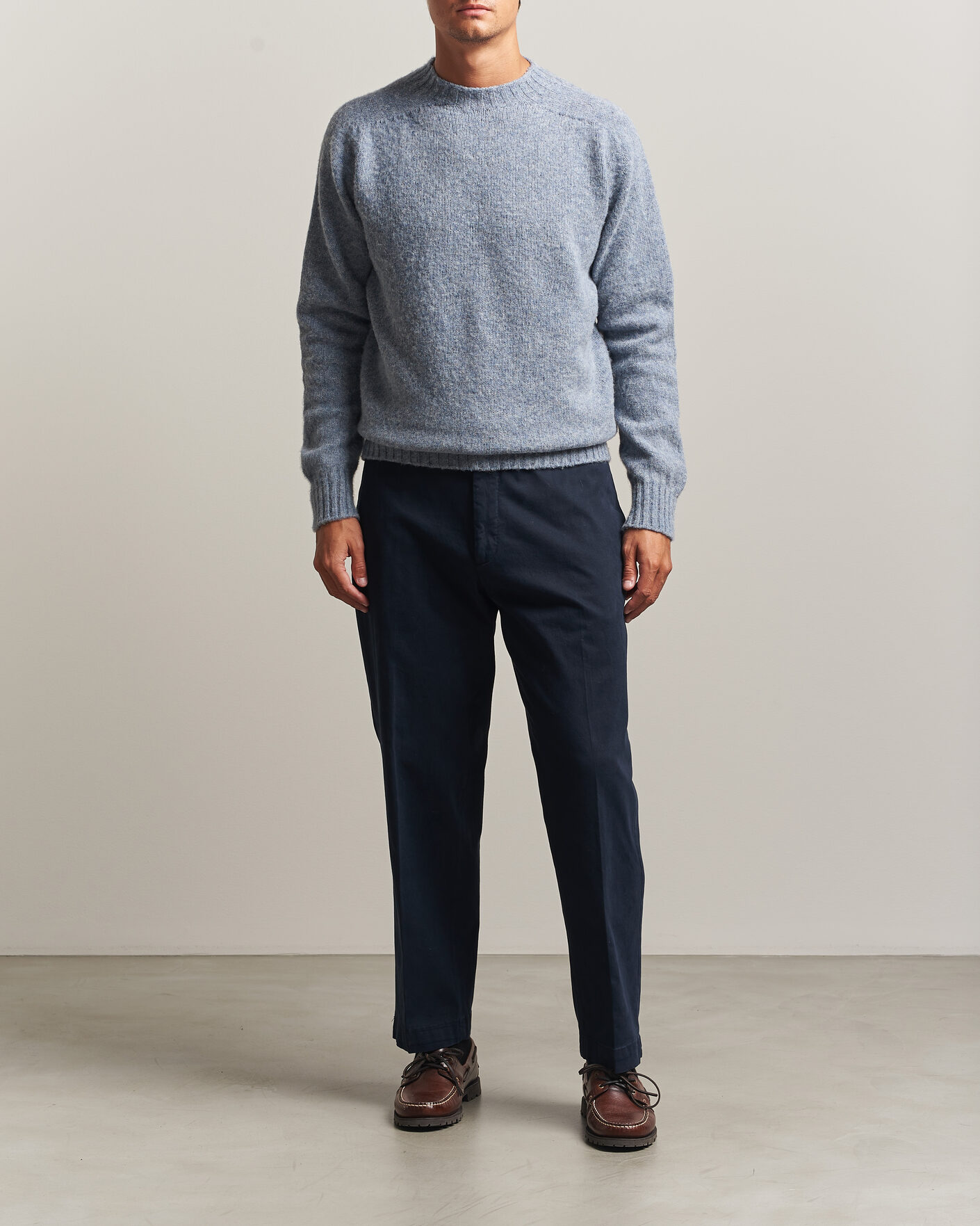Herre | Trøjer | Sunspel | Brushed Shetland Crew Neck Powder Blue