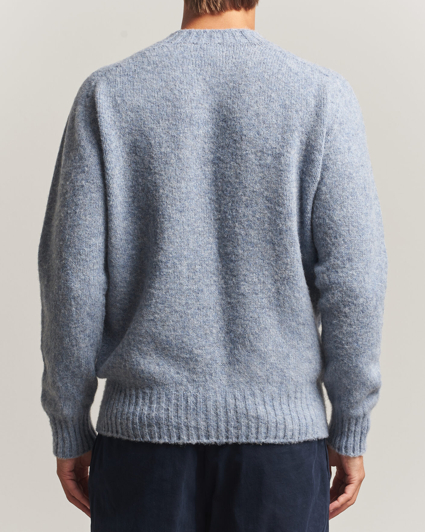 Herre | Trøjer | Sunspel | Brushed Shetland Crew Neck Powder Blue