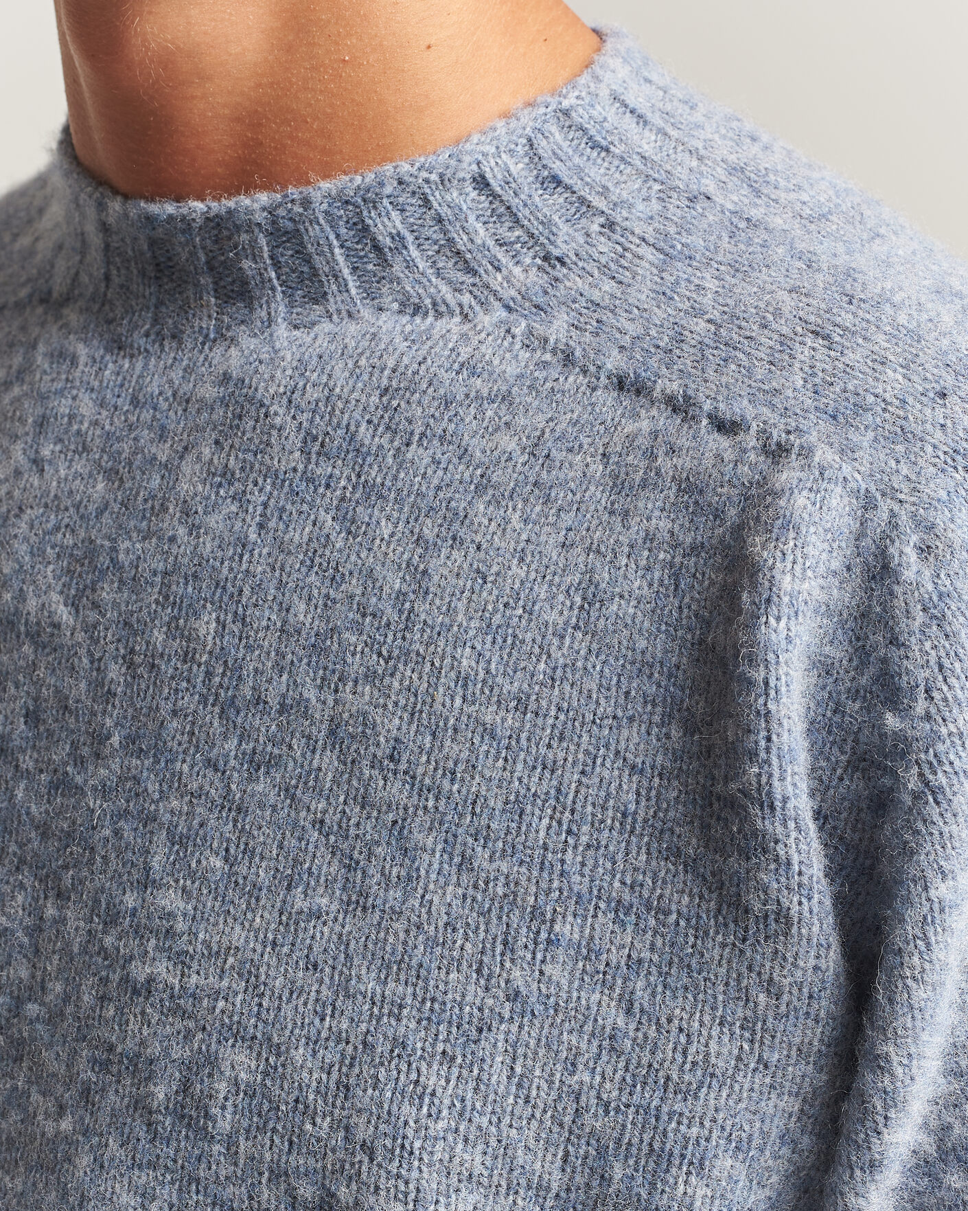 Herre | Trøjer | Sunspel | Brushed Shetland Crew Neck Powder Blue