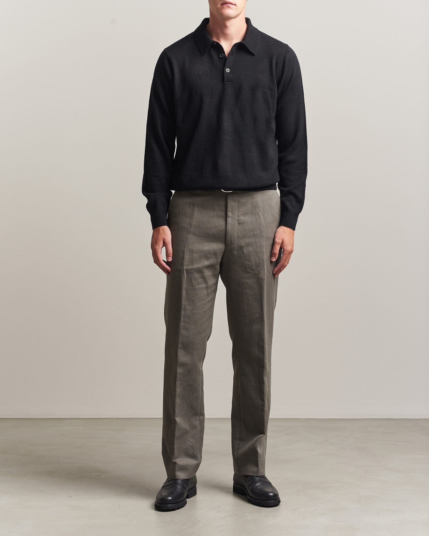 Herre | Trøjer | Sunspel | Cashmere Polo Black