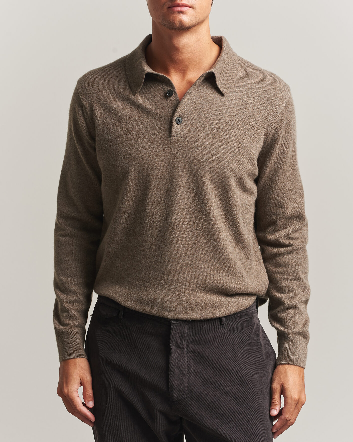 Herre | Trøjer | Sunspel | Cashmere Polo Taupe