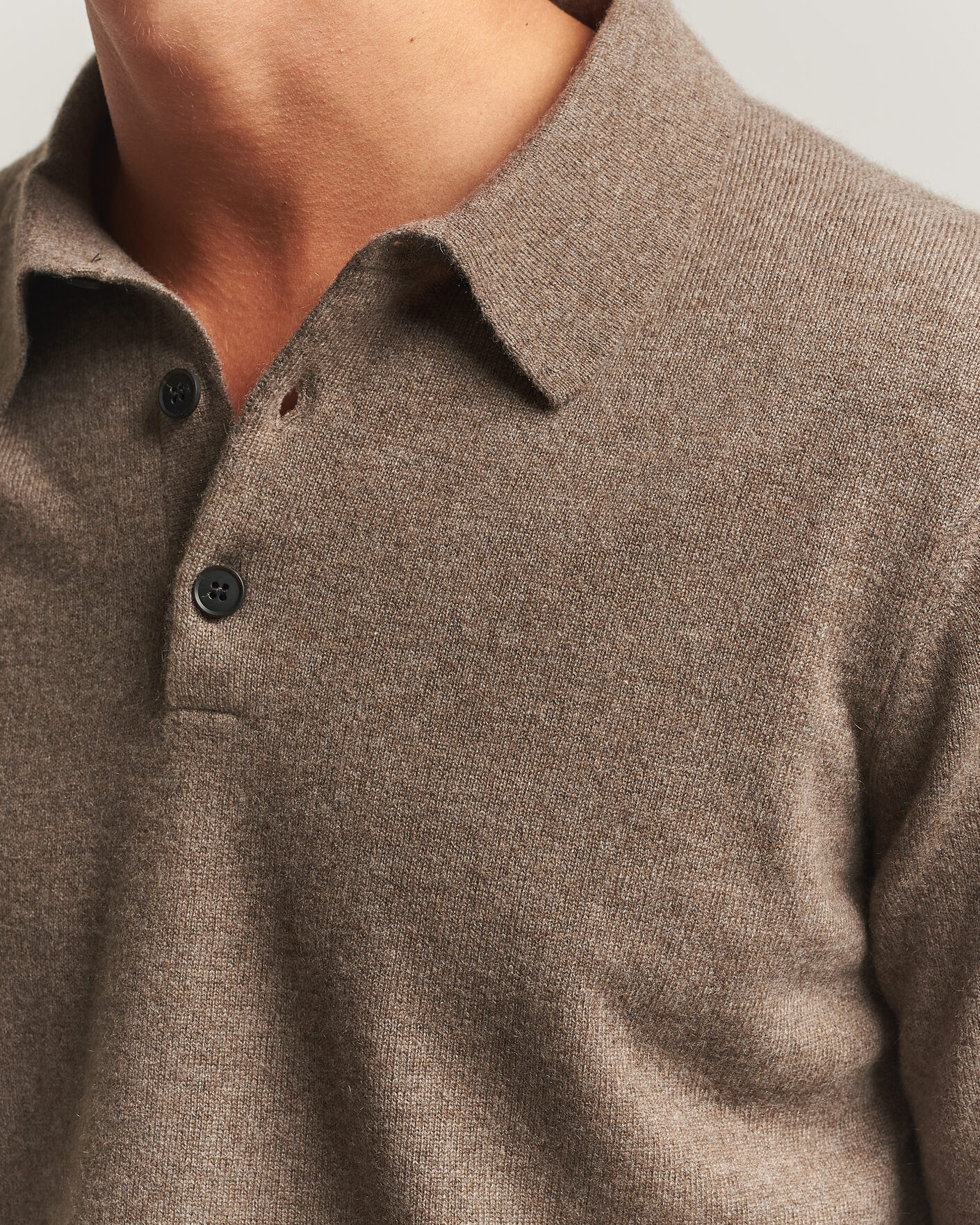 Herre | Trøjer | Sunspel | Cashmere Polo Taupe