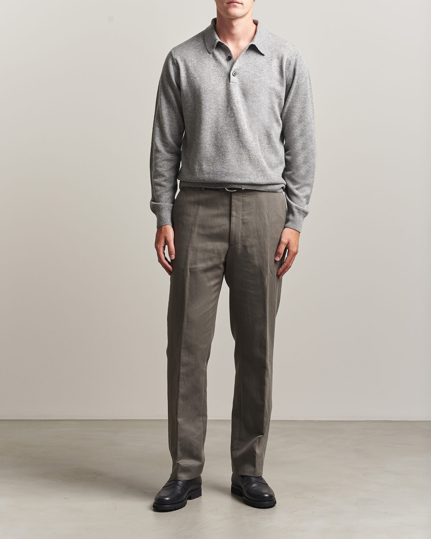 Herre | Trøjer | Sunspel | Cashmere Polo Grey Melange