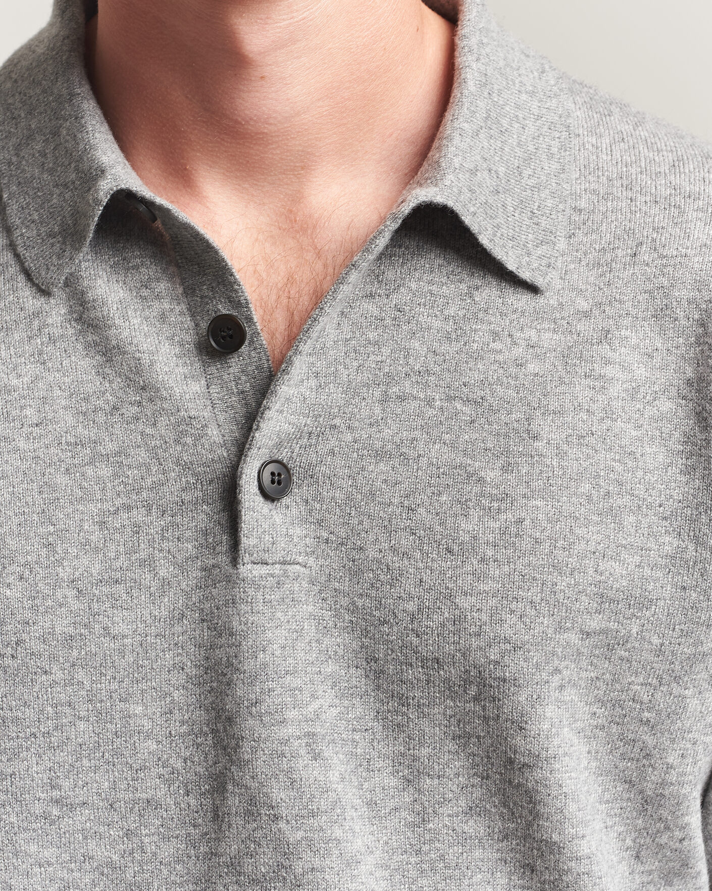 Herre | Trøjer | Sunspel | Cashmere Polo Grey Melange