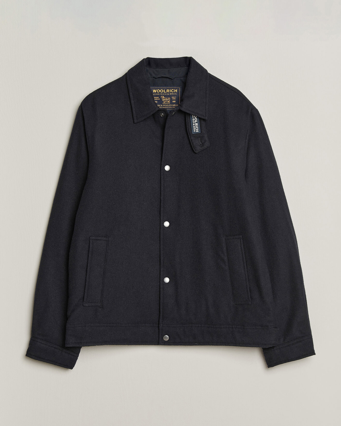 Herre | Jakker | Woolrich | Wool Light Padded Keating Shirt Jacket Melton Blue