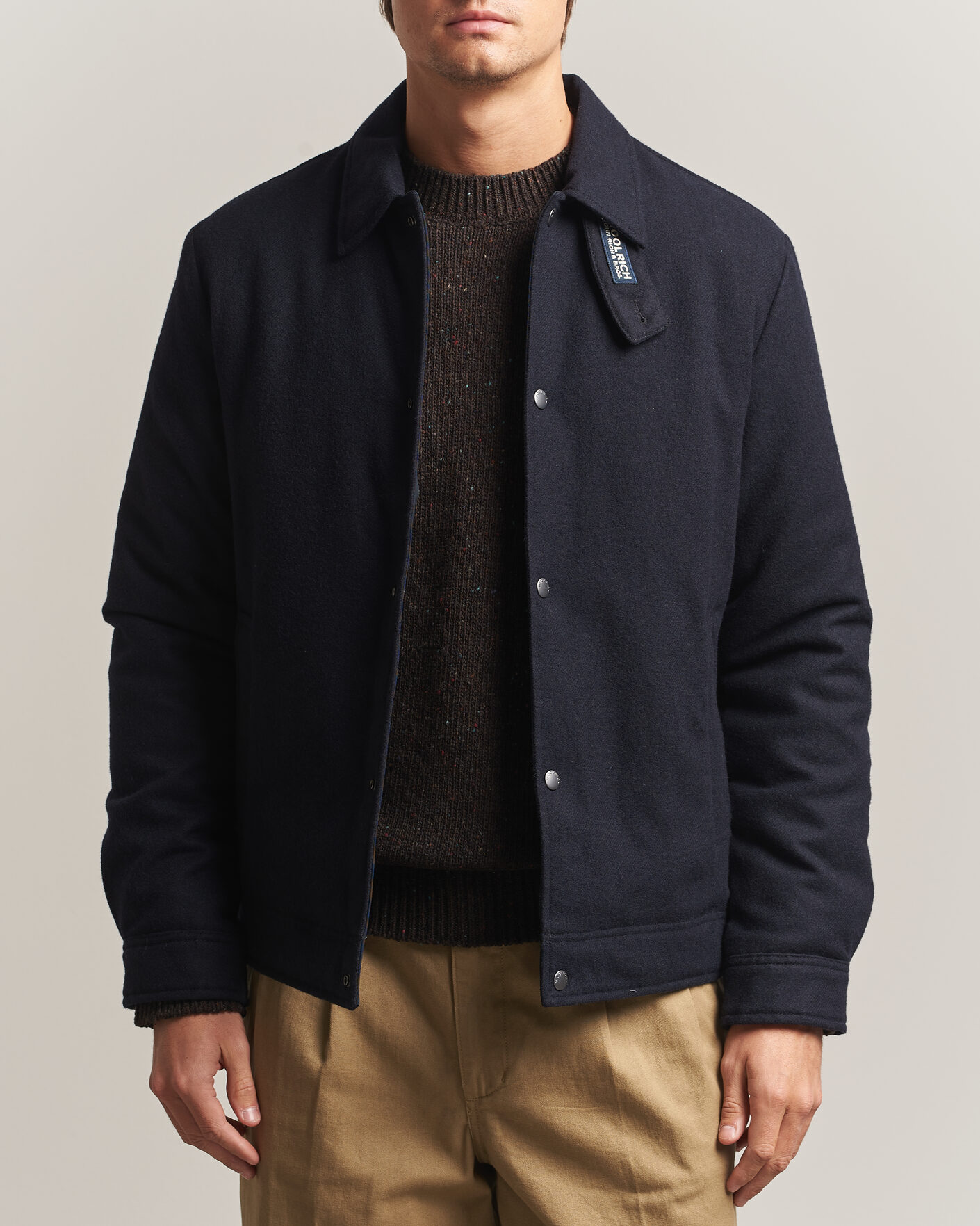Herre | Jakker | Woolrich | Wool Light Padded Keating Shirt Jacket Melton Blue