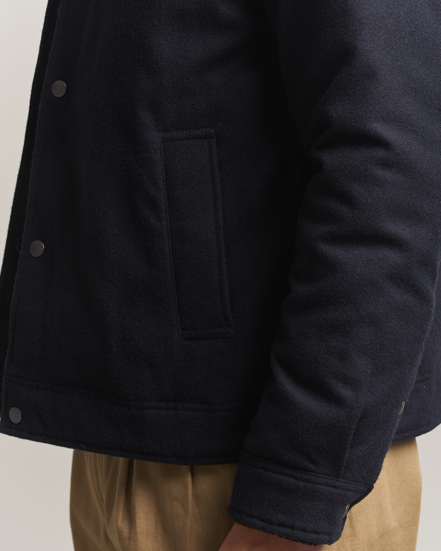 Herre | Jakker | Woolrich | Wool Light Padded Keating Shirt Jacket Melton Blue