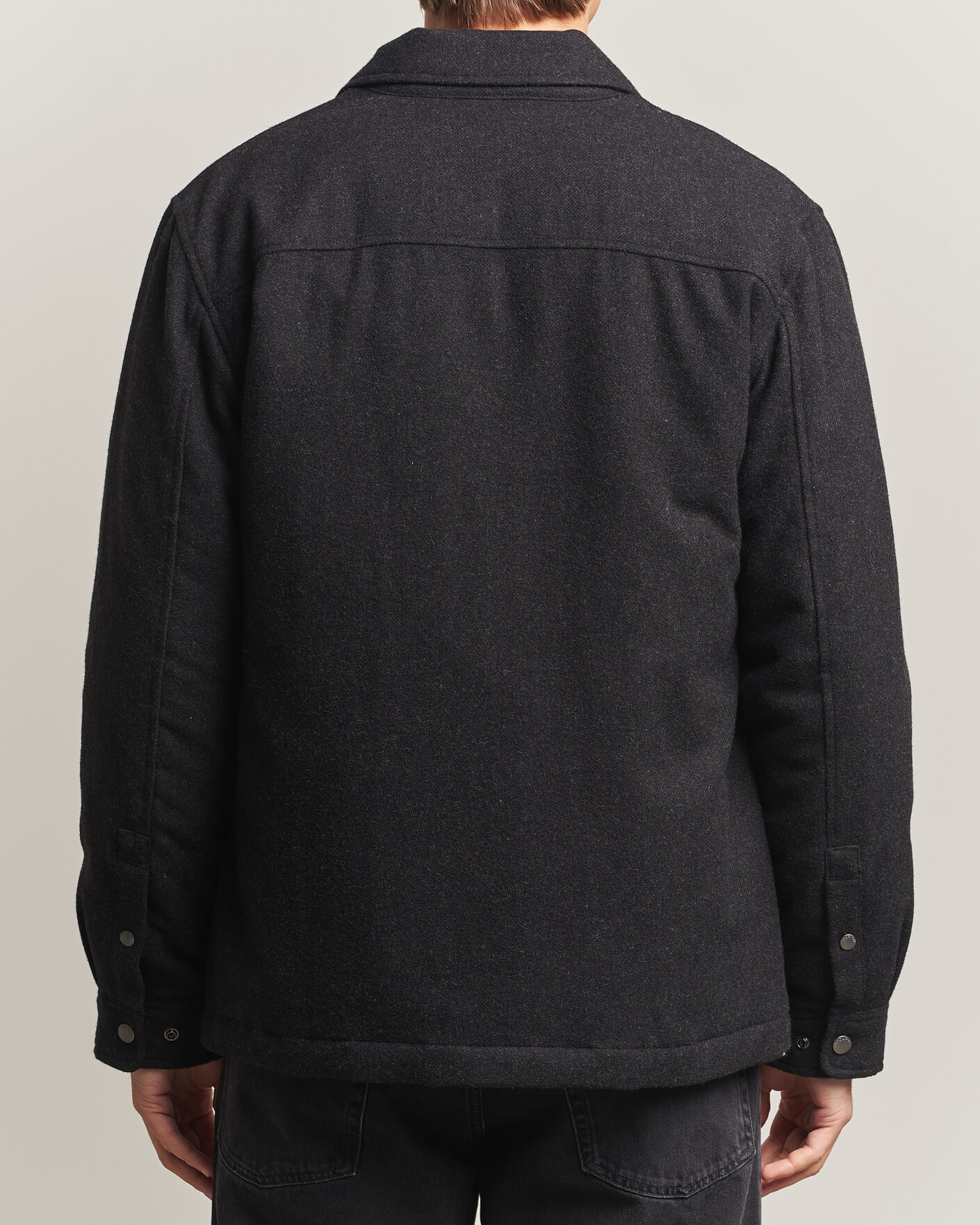 Herre | Jakker | Woolrich | Alaskan Wool Light Padded Shirt Jacket Faded Black