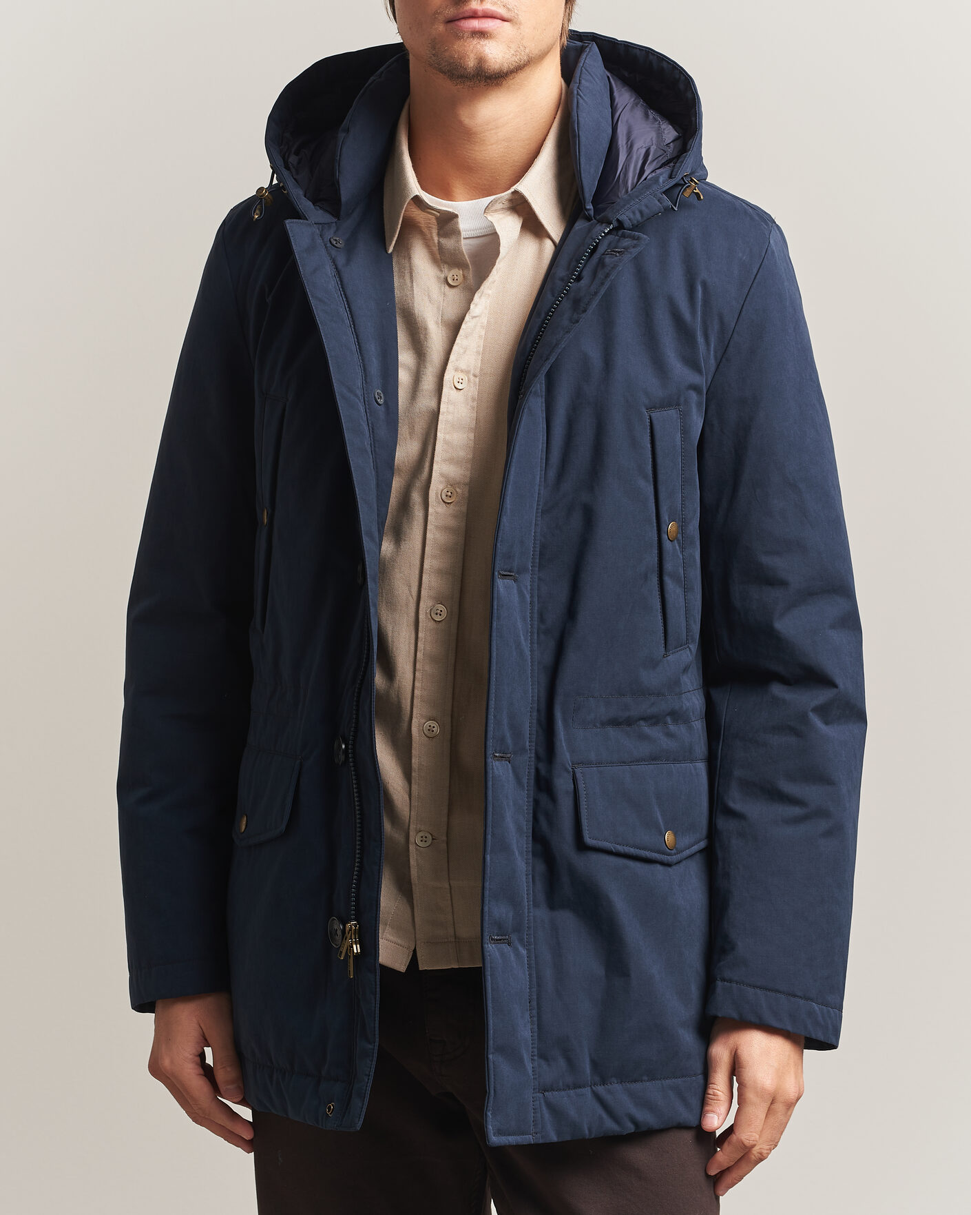Herre | Jakker | Woolrich | Mountain Cloth Parka Melton Blue