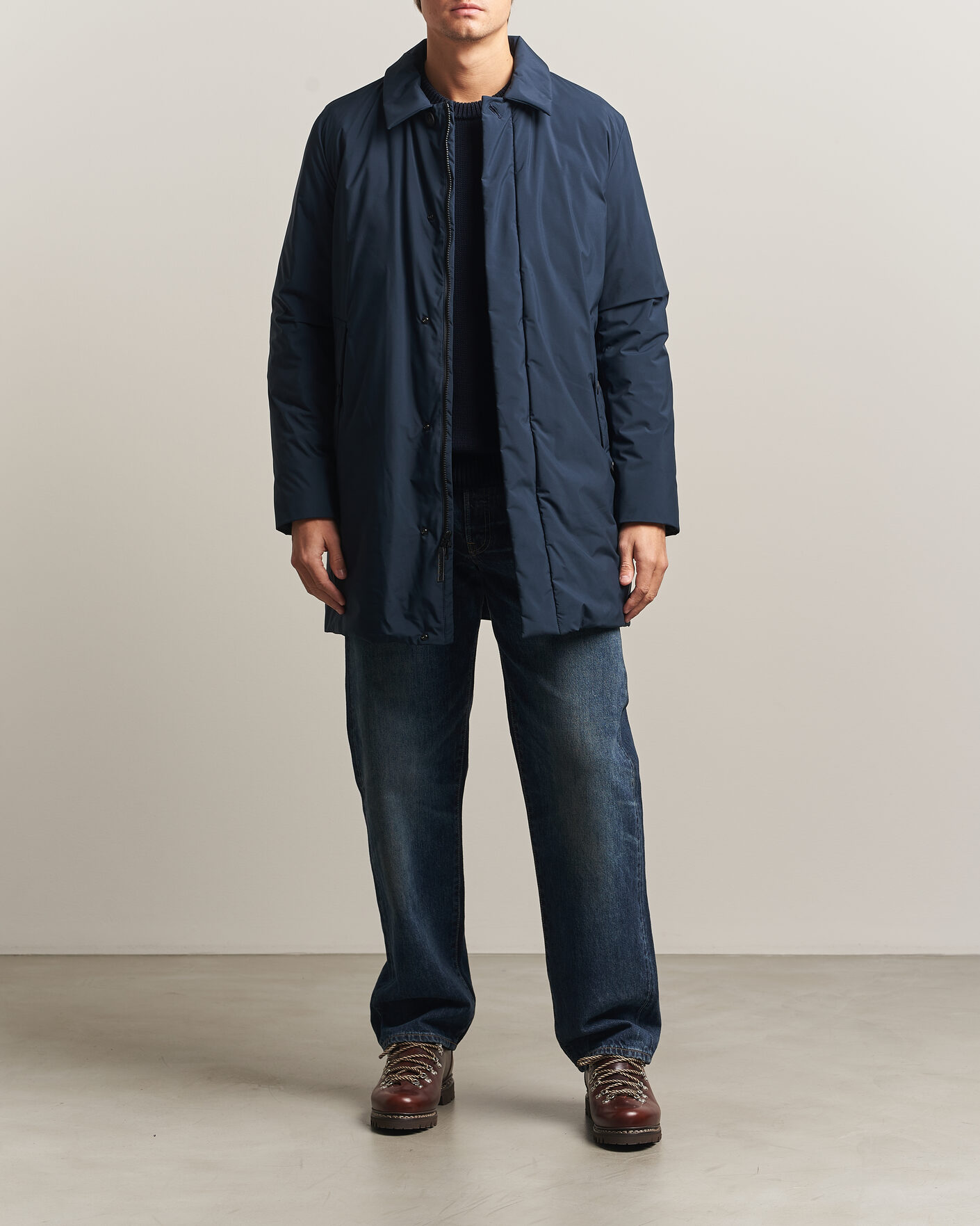 Herre | Jakker | Woolrich | Cloud Lamar Light Padded Coat Melton Blue