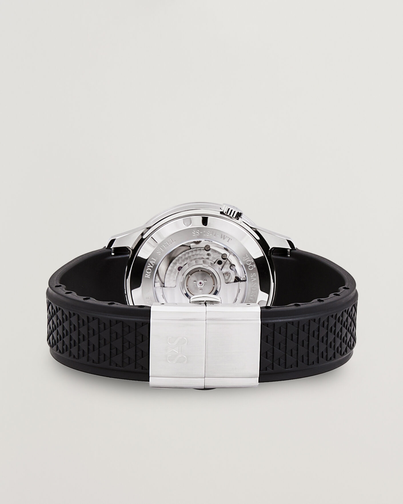 Herre | Sjöö Sandström Royal Steel Worldtimer 41mm Black Rubber White Dial | Sjöö Sandström | Royal Steel Worldtimer 41mm Black Rubber White Dial