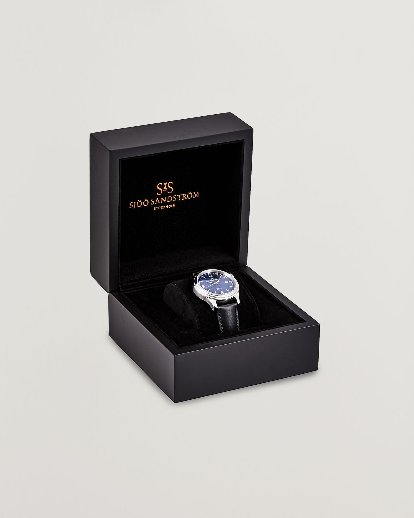 Herre | Sjöö Sandström Royal Steel 41mm Black Calf Blue Dial | Sjöö Sandström | Royal Steel 41mm Black Calf Blue Dial