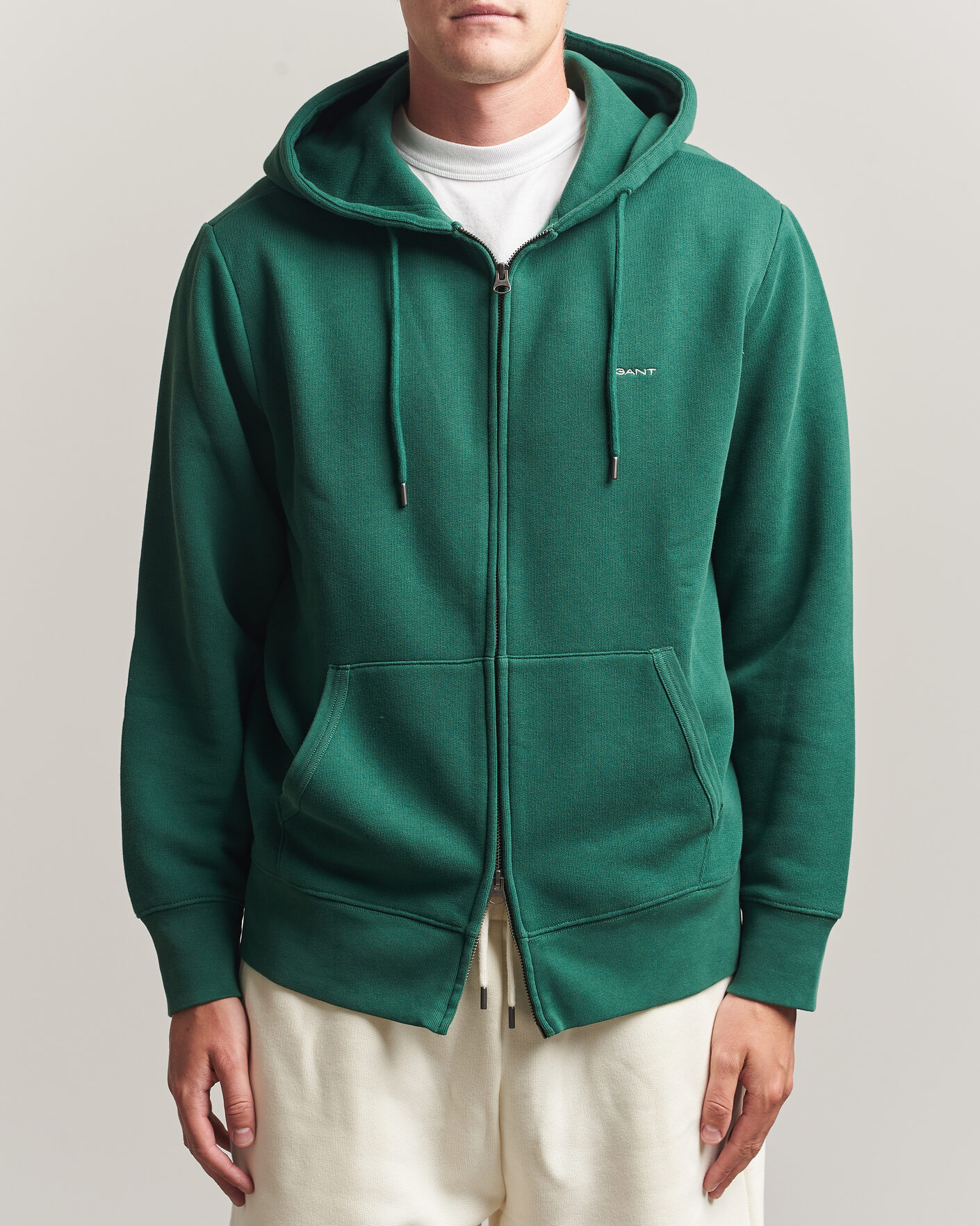 Herre | Trøjer | Gant | Tournament Full Zip Hoodie Green