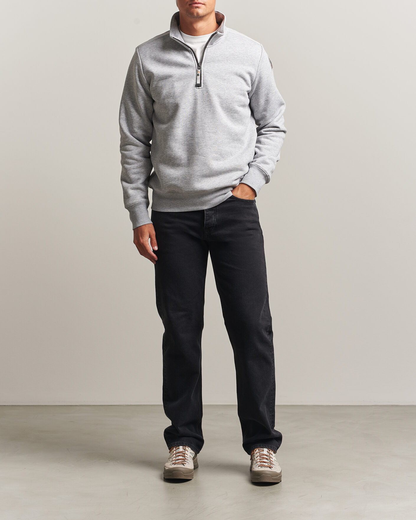 Herre | Trøjer | Parajumpers | Broad Peak Super Easy Half Zip Sweatshirt Ash Grey Melange