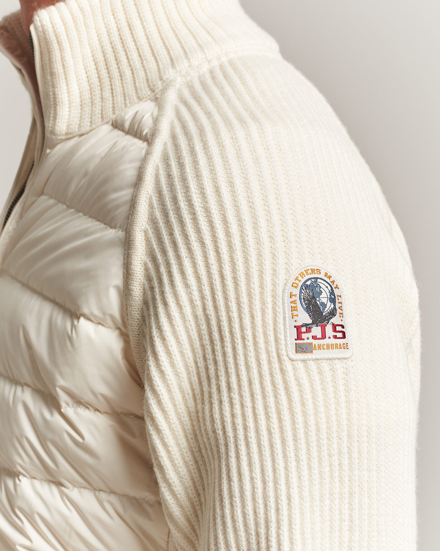 Herre | Jakker | Parajumpers | Olmo Rib Knitted Hybrid Jacket Warm Ivory