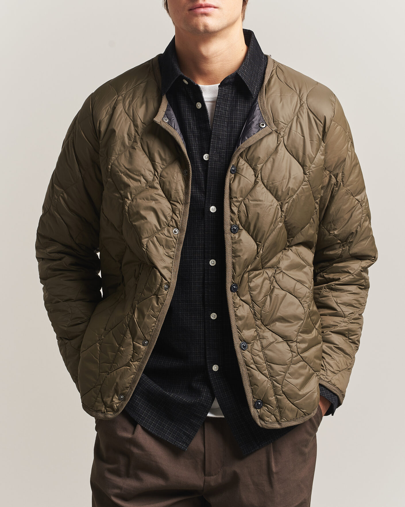 Herre | Jakker | TAION | Military Crew Neck Down Jacket Dark Olive