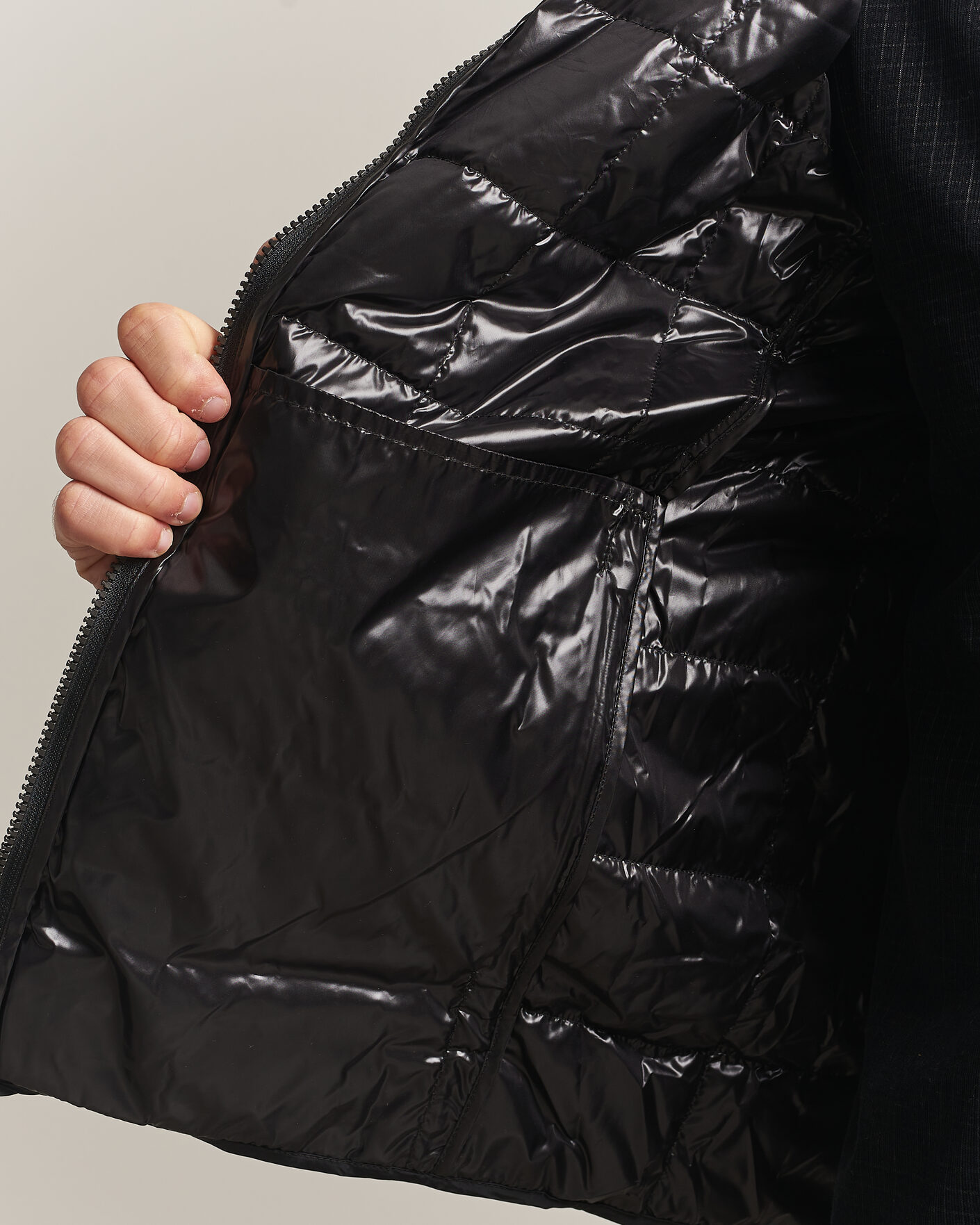 Herre | Jakker | TAION | High Neck Full Zip Lightweight Down Jacket Black