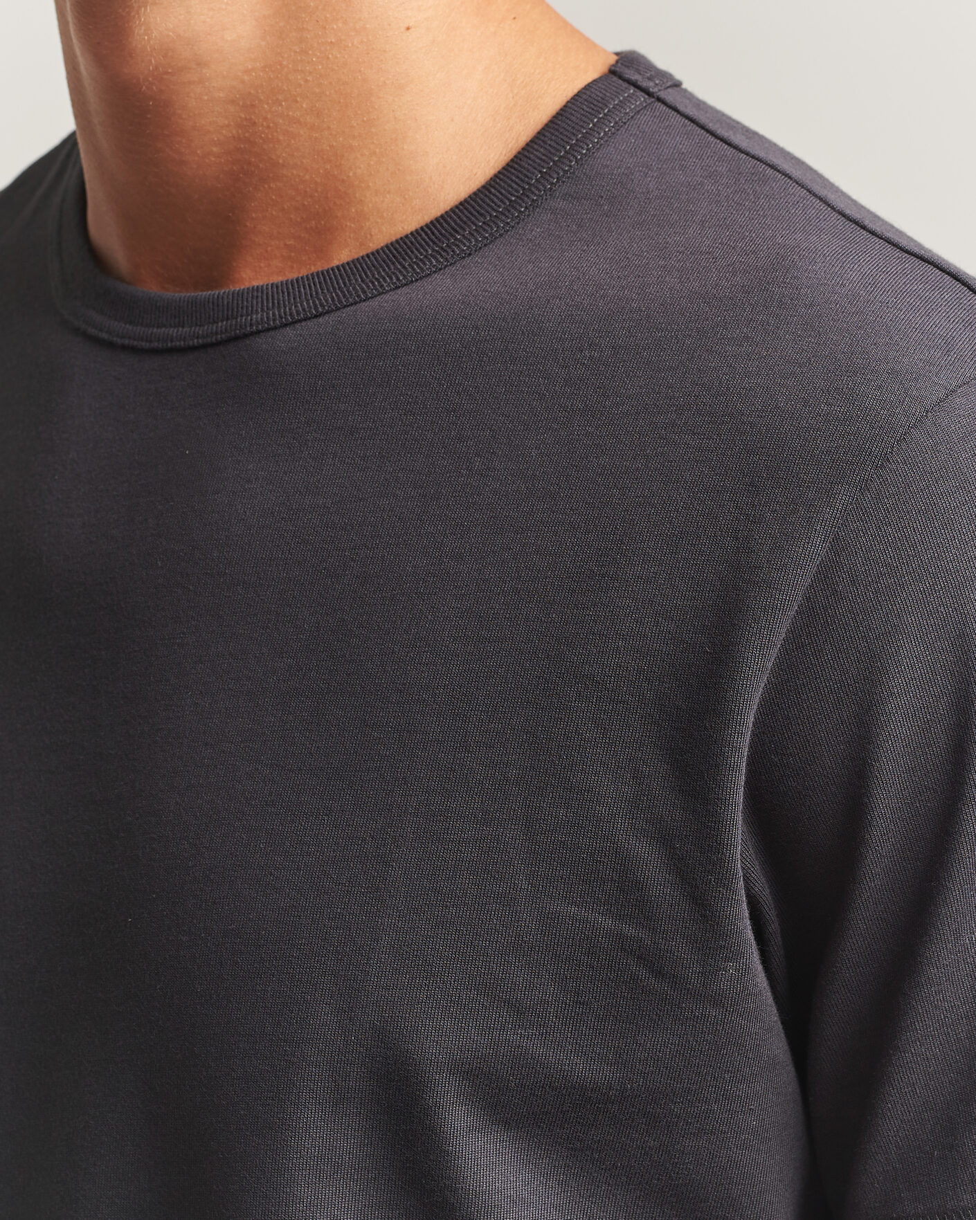 Herre | T-Shirts | Merz b. Schwanen | Classic Fit Sturdy Loopwheeled T-Shirt Charcoal