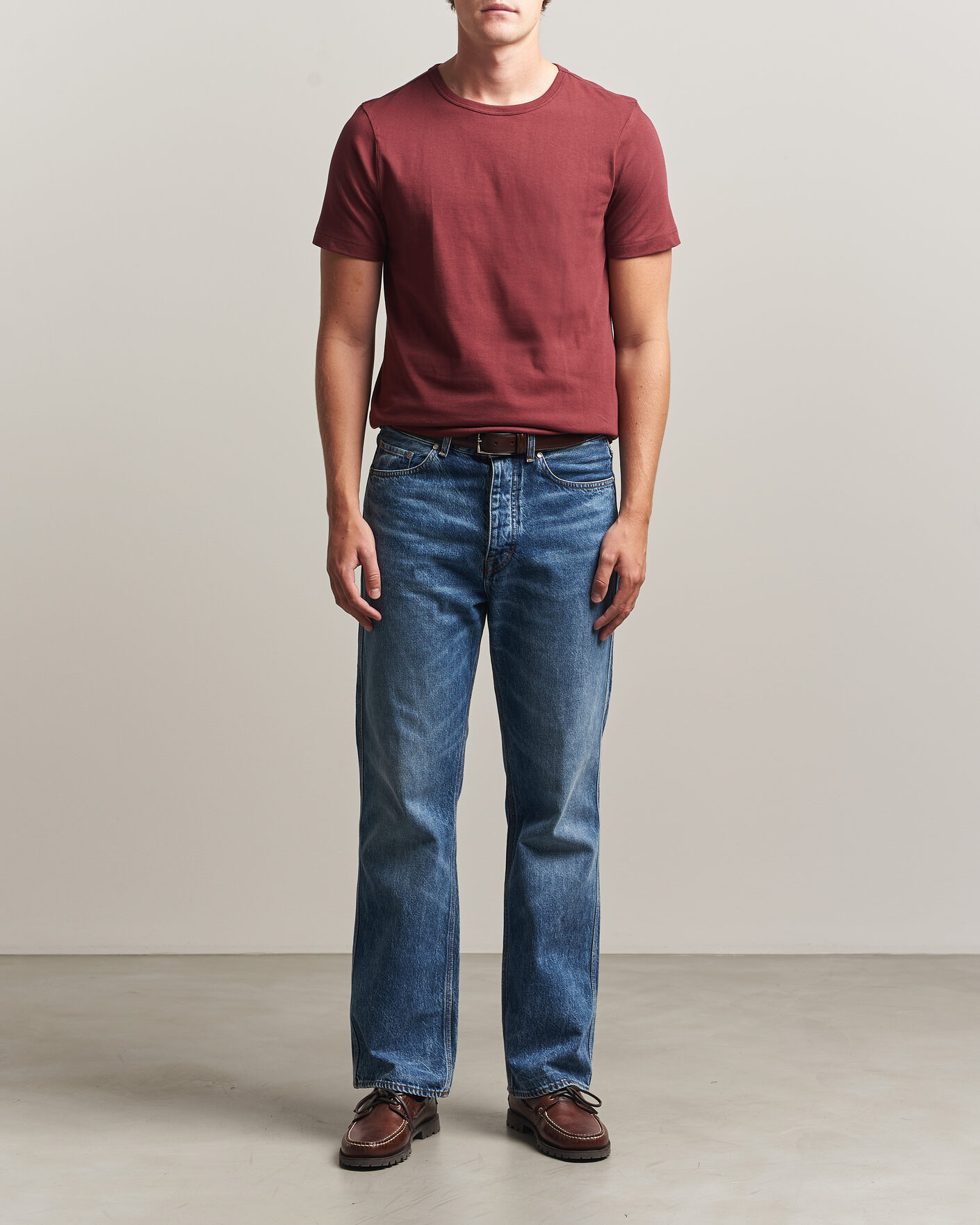 Herre | T-Shirts | Merz b. Schwanen | 1950s Classic Loopwheeled T-shirt Burgundy