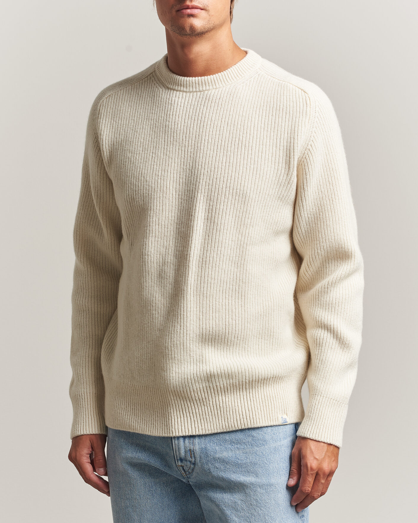 Herre | Trøjer | Merz b. Schwanen | Merino/Cashmere Knitted Sweater Nature
