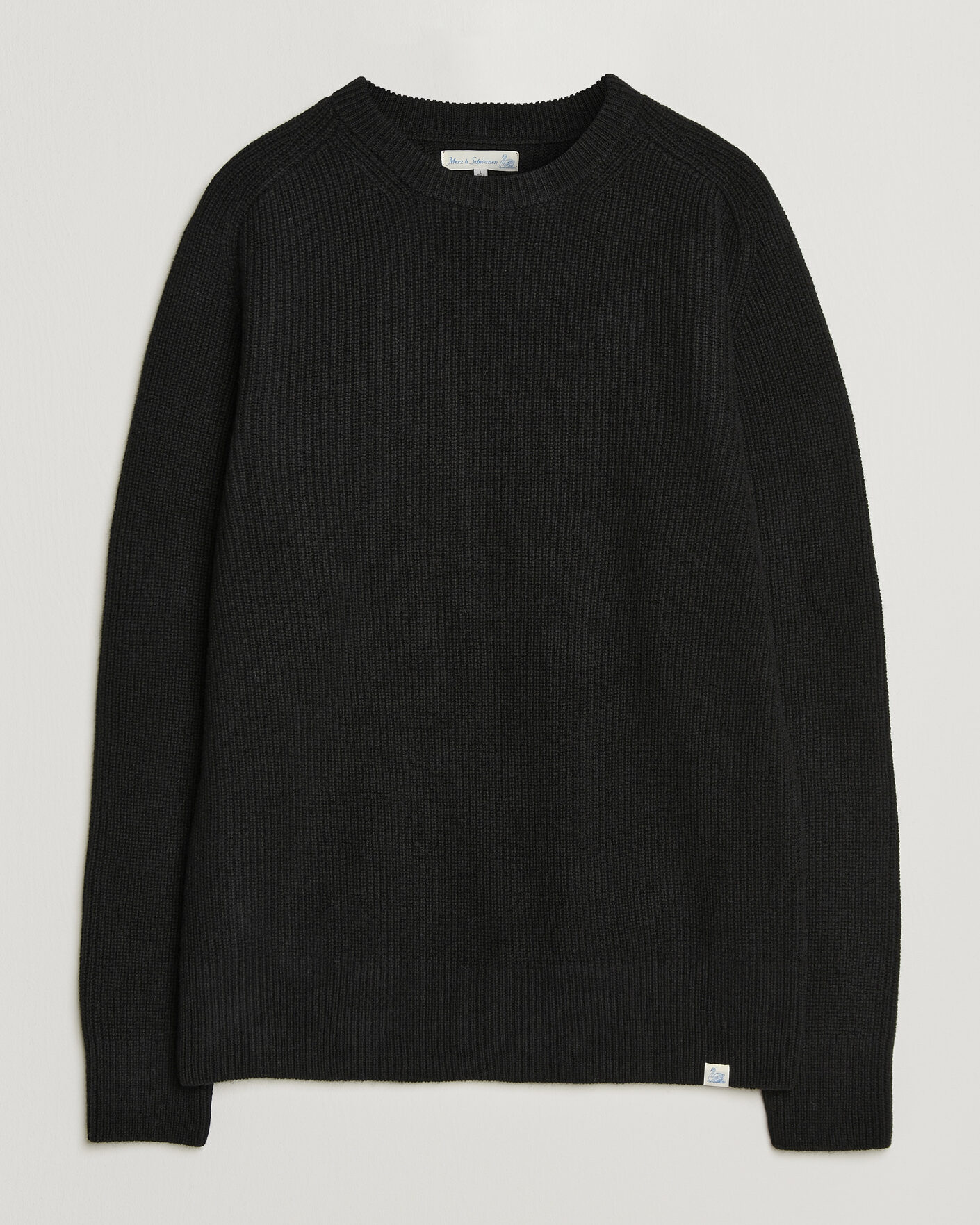 Herre | Trøjer | Merz b. Schwanen | Merino/Cashmere Knitted Sweater Deep Black