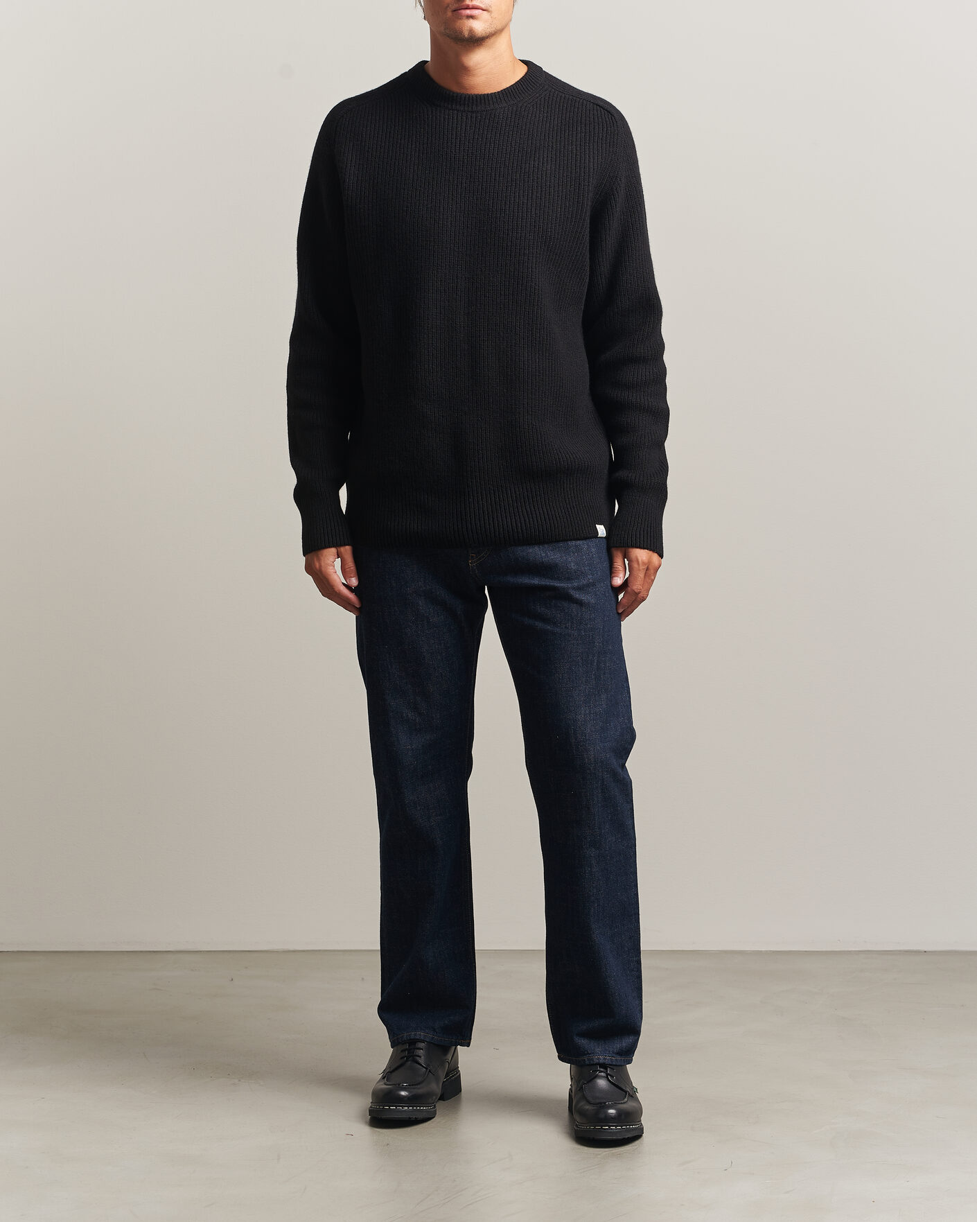 Herre | Trøjer | Merz b. Schwanen | Merino/Cashmere Knitted Sweater Deep Black