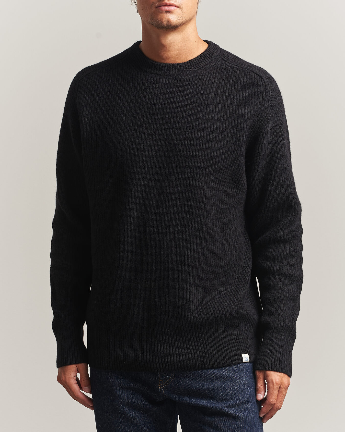 Herre | Trøjer | Merz b. Schwanen | Merino/Cashmere Knitted Sweater Deep Black