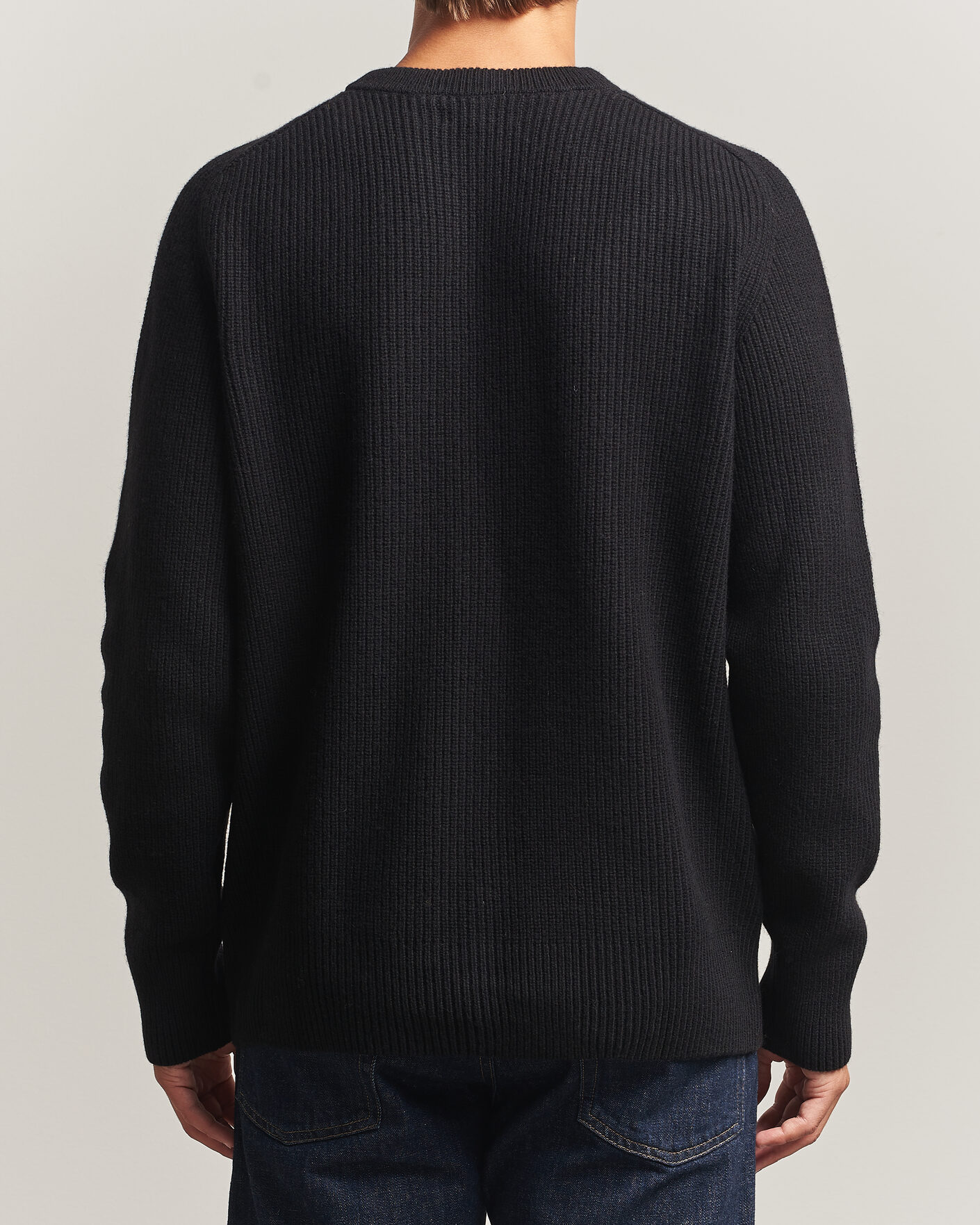 Herre | Trøjer | Merz b. Schwanen | Merino/Cashmere Knitted Sweater Deep Black