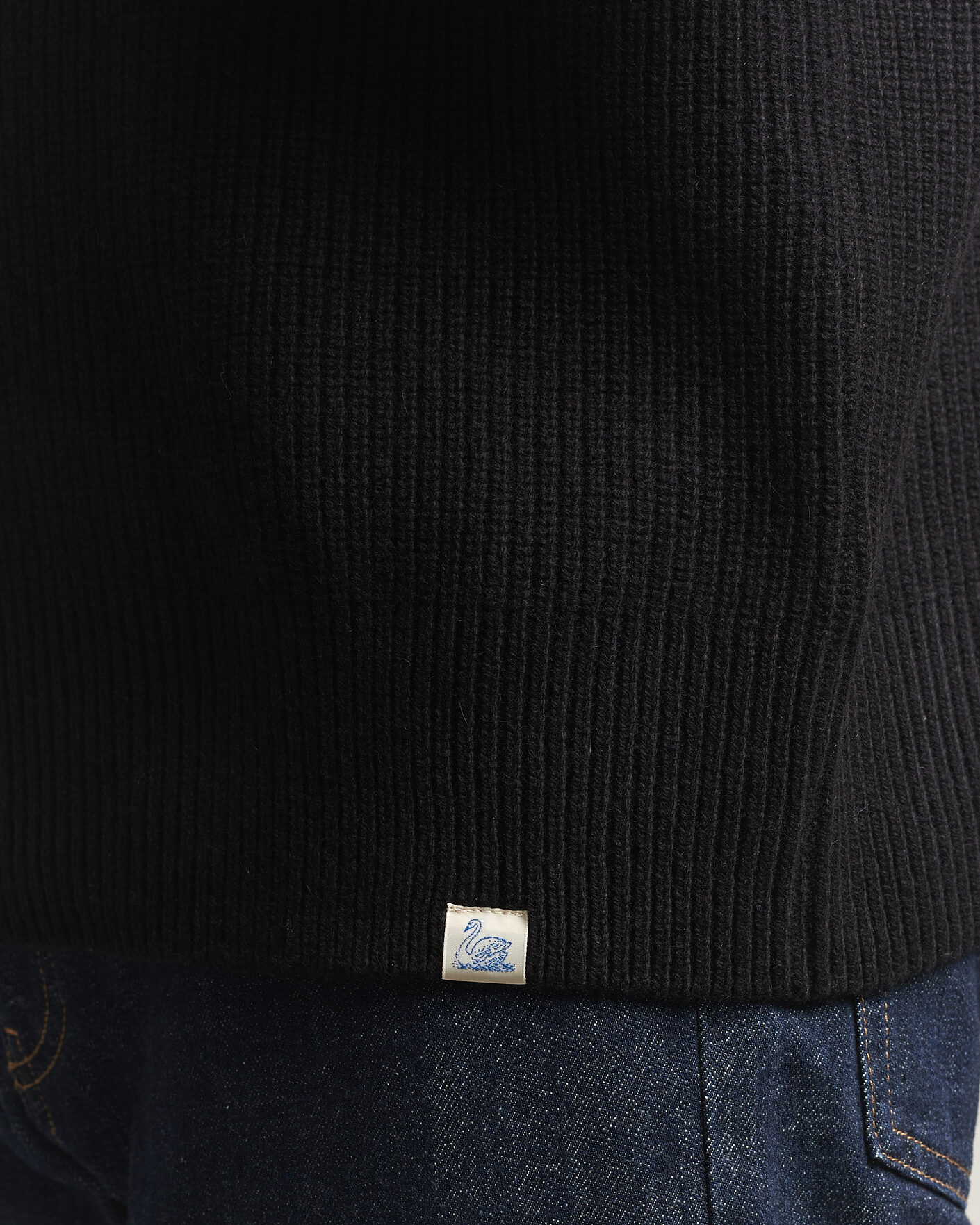 Herre | Trøjer | Merz b. Schwanen | Merino/Cashmere Knitted Sweater Deep Black