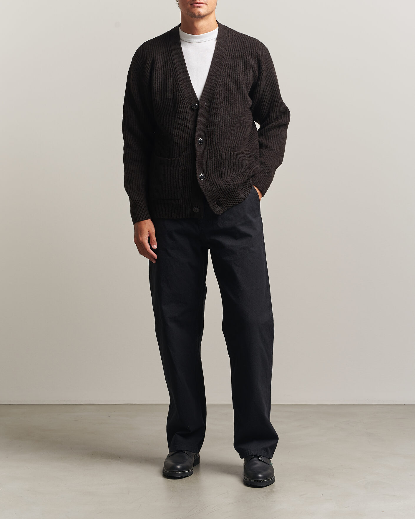 Herre | Trøjer | Merz b. Schwanen | Merino/Cashmere Knitted Cardigan Espresso