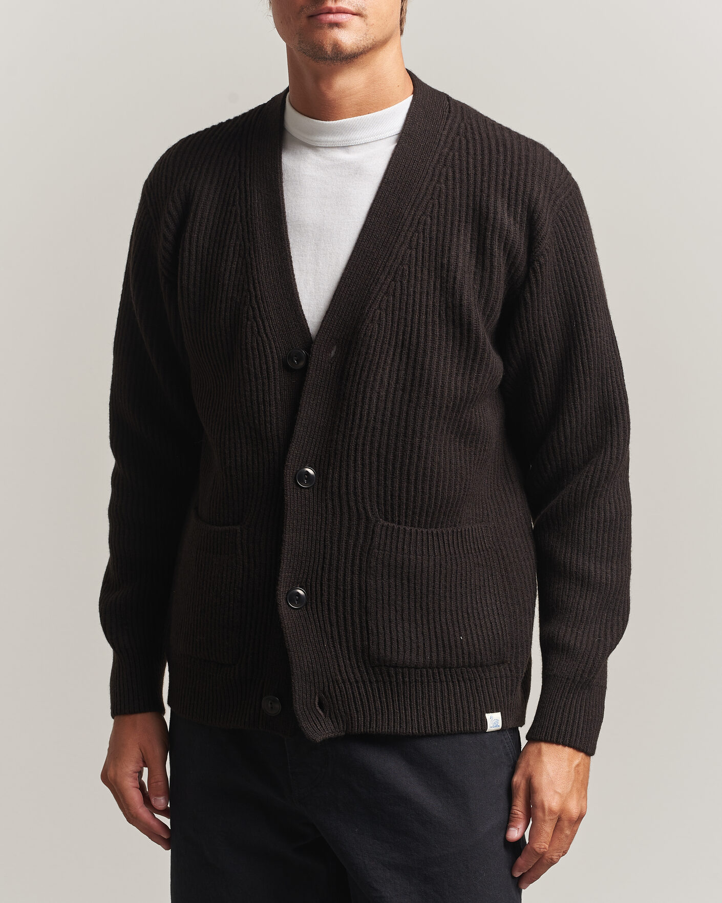 Herre | Trøjer | Merz b. Schwanen | Merino/Cashmere Knitted Cardigan Espresso