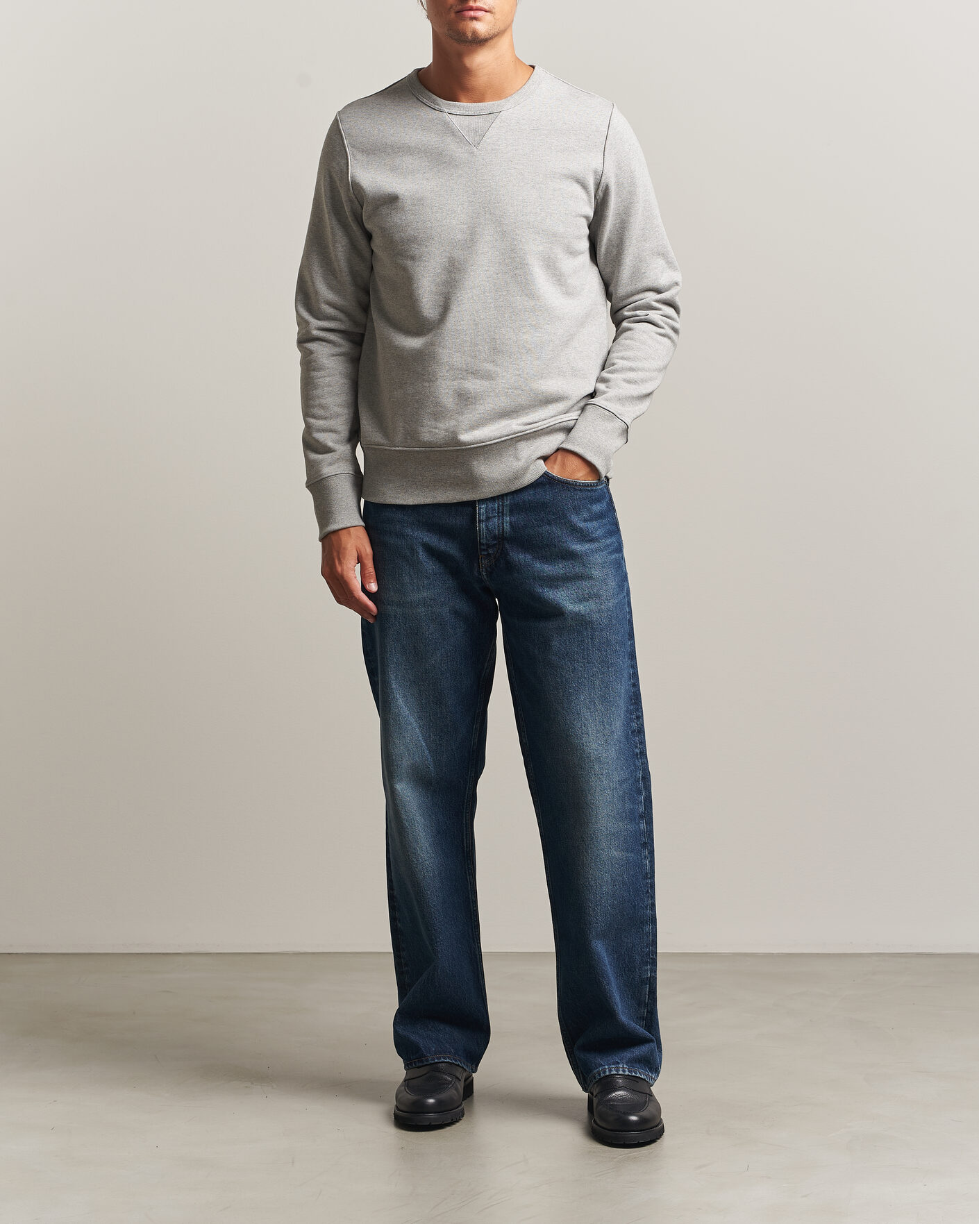 Herre | Trøjer | Merz b. Schwanen | Classic Fit Loopwheeled Heavyweight Sweatshirt Grey Melange