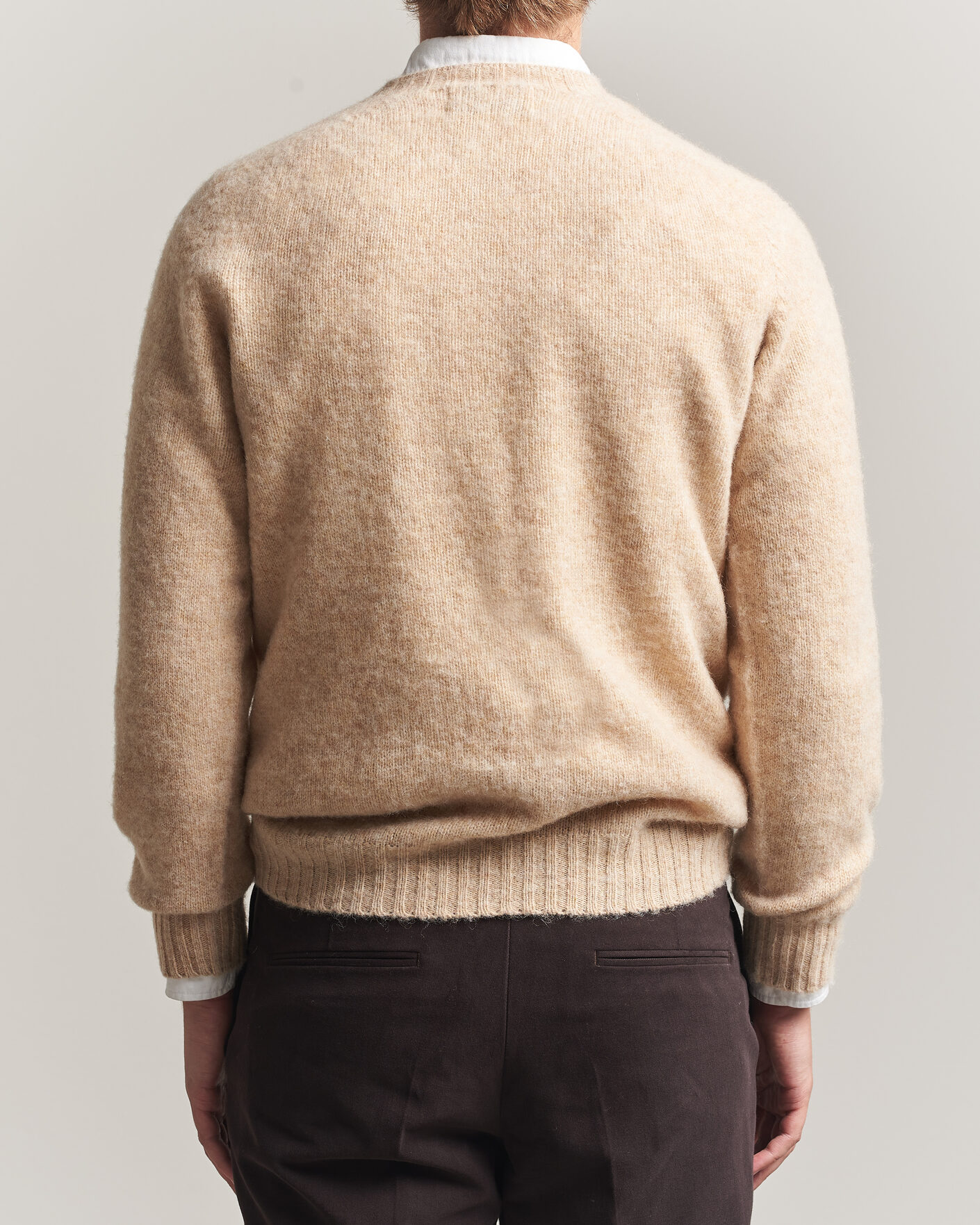 Herre | Trøjer | Harley Of Scotland | Brushed Supersoft Lambswool Crewneck Calico