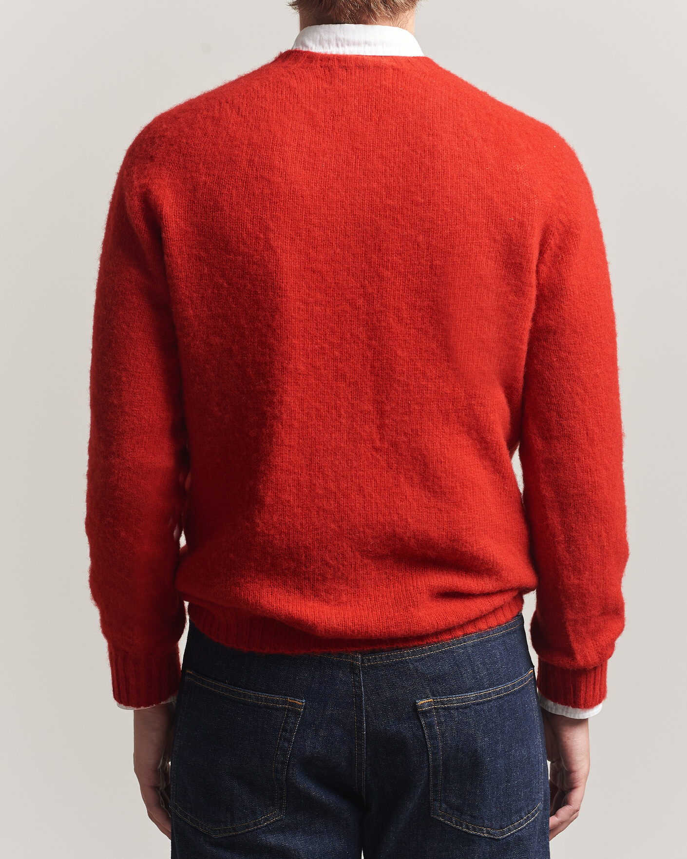 Herre | Trøjer | Harley Of Scotland | Brushed Supersoft Lambswool Crewneck Cardinal