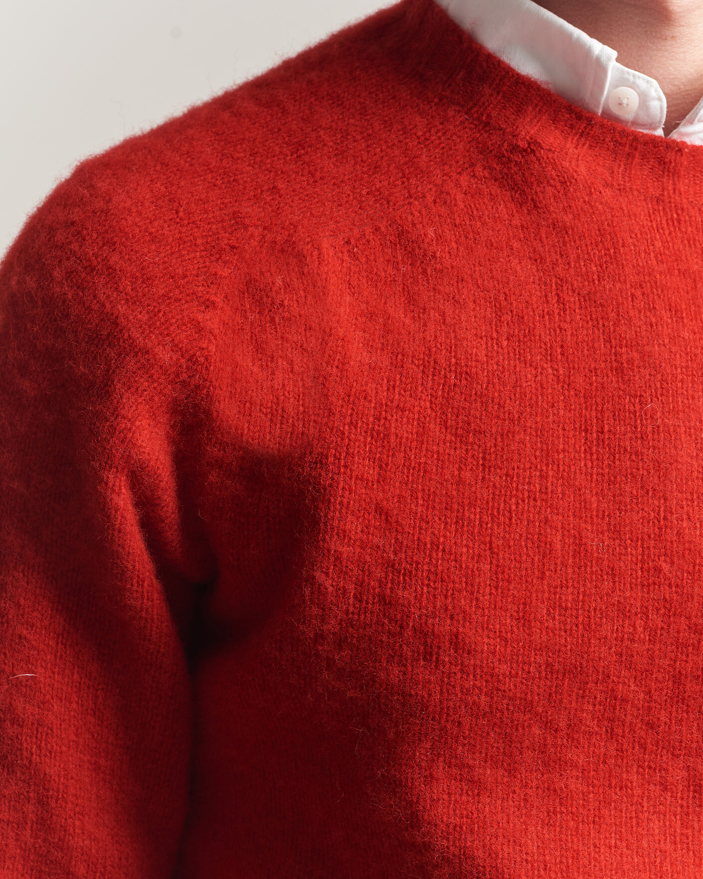 Herre | Trøjer | Harley Of Scotland | Brushed Supersoft Lambswool Crewneck Cardinal
