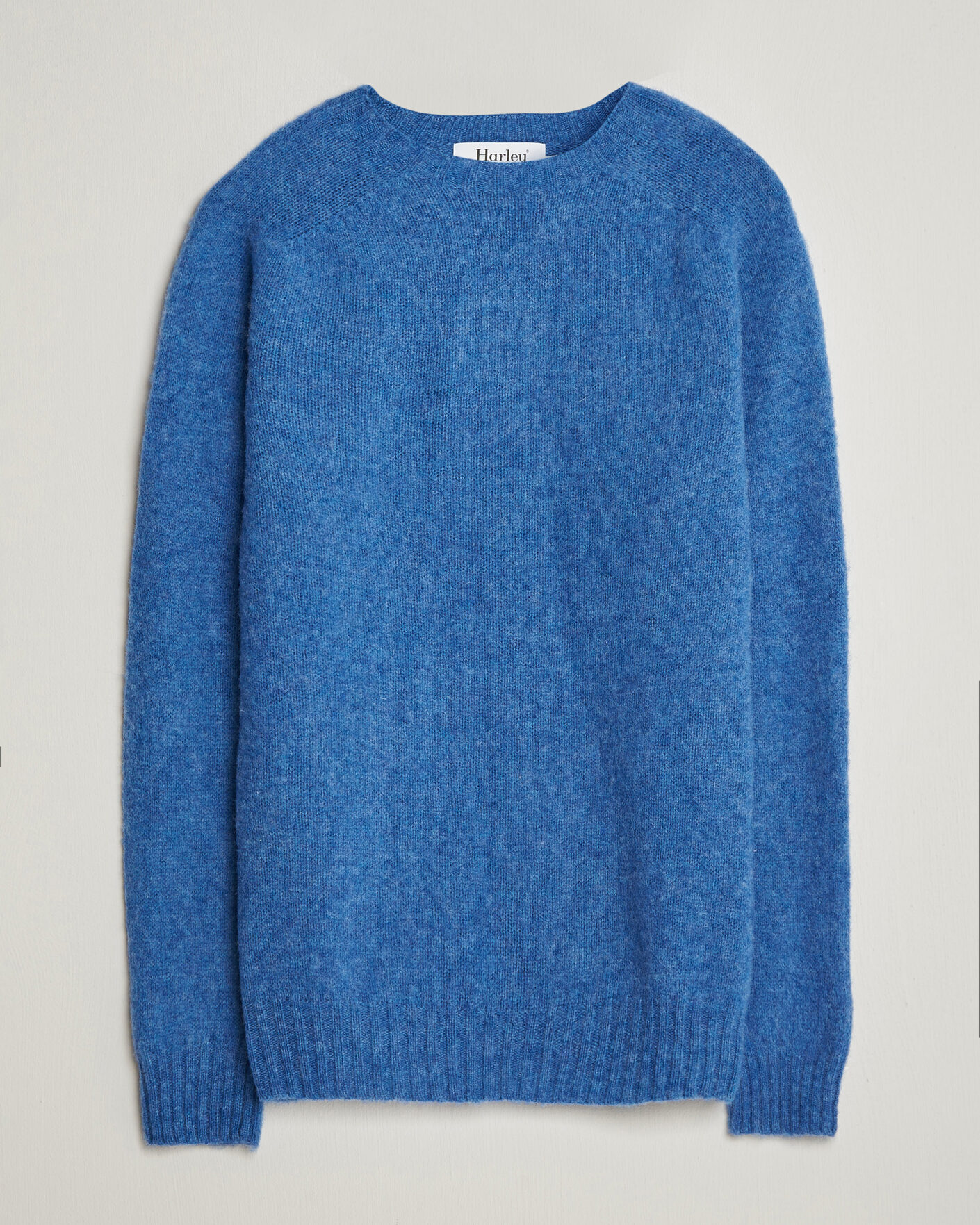Herre | Trøjer | Harley Of Scotland | Brushed Supersoft Lambswool Crewneck Cobalt