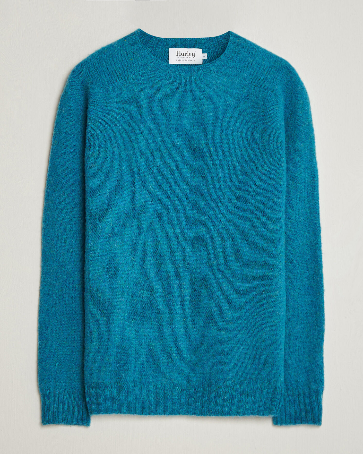 Herre | Trøjer | Harley Of Scotland | Brushed Supersoft Lambswool Crewneck Gulfstream