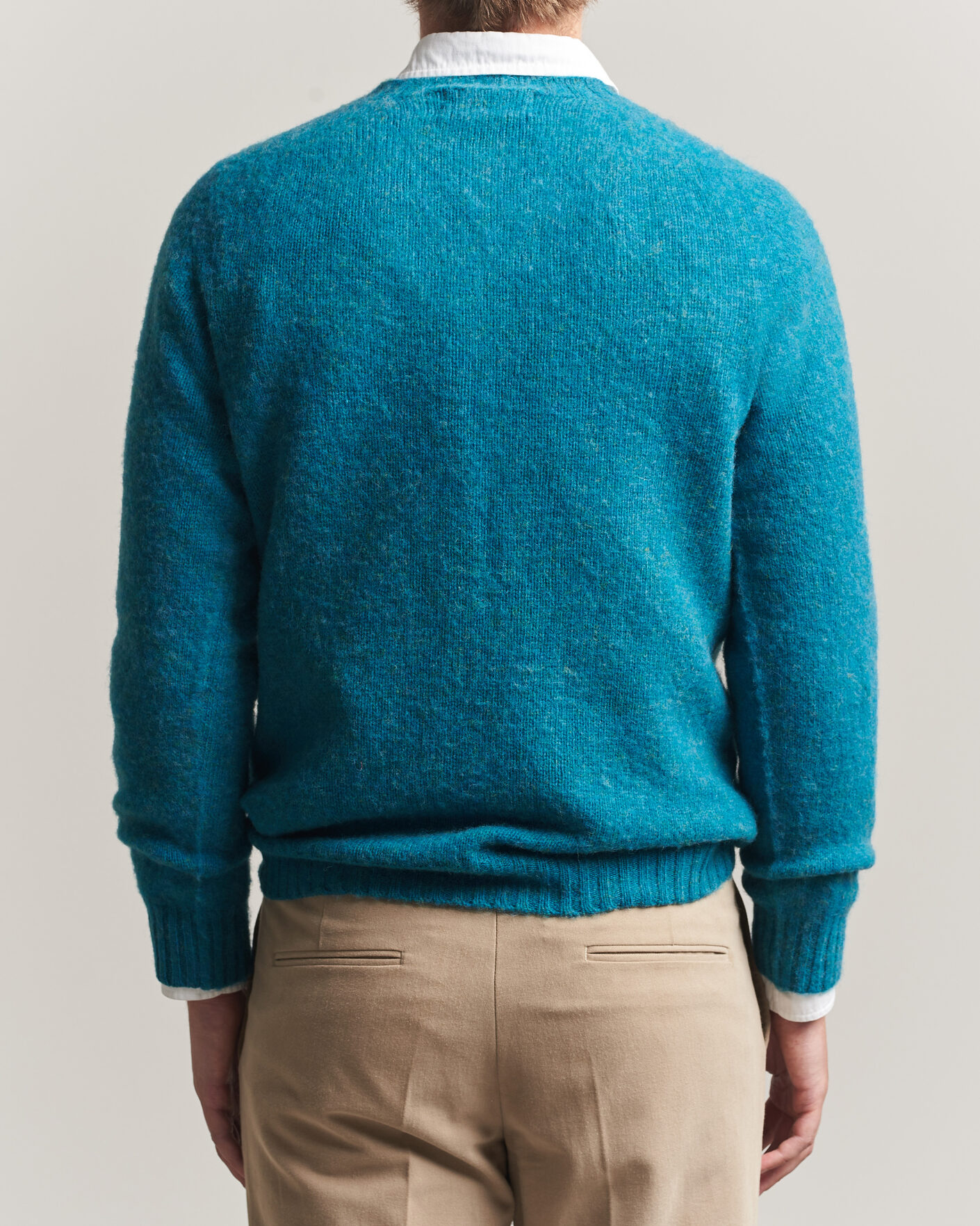 Herre | Trøjer | Harley Of Scotland | Brushed Supersoft Lambswool Crewneck Gulfstream