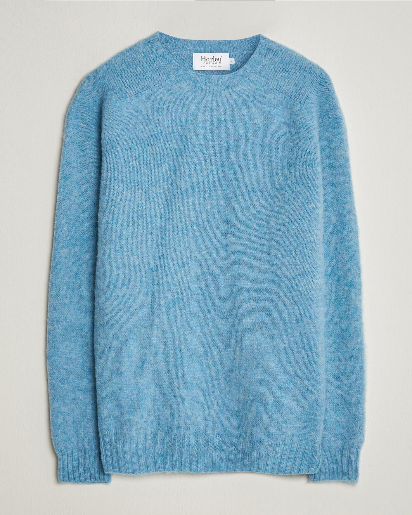 Herre | Trøjer | Harley Of Scotland | Brushed Supersoft Lambswool Crewneck Loch Blue