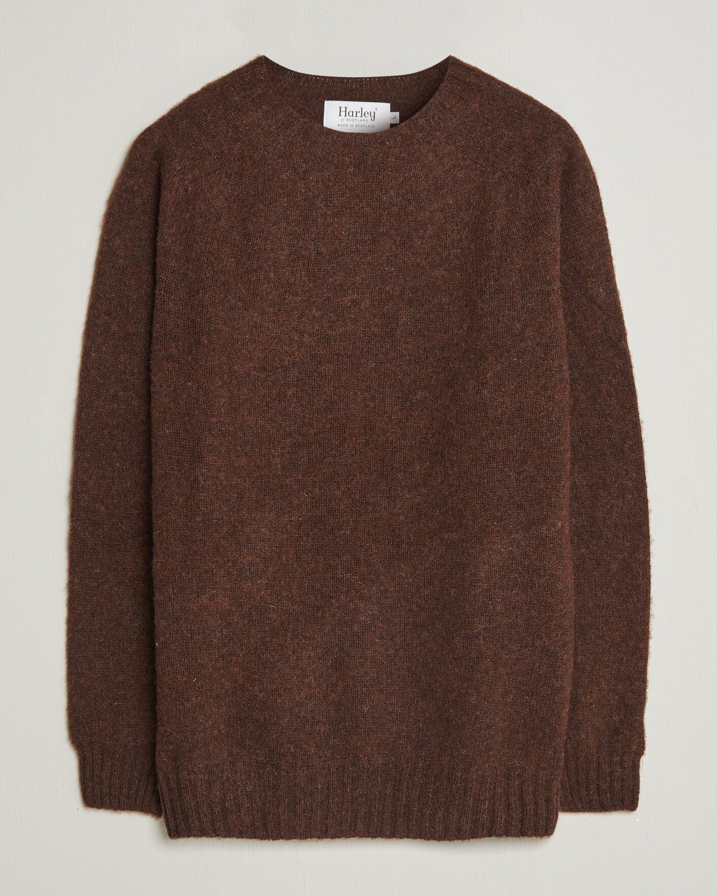 Herre | Trøjer | Harley Of Scotland | Brushed Supersoft Lambswool Crewneck Marron