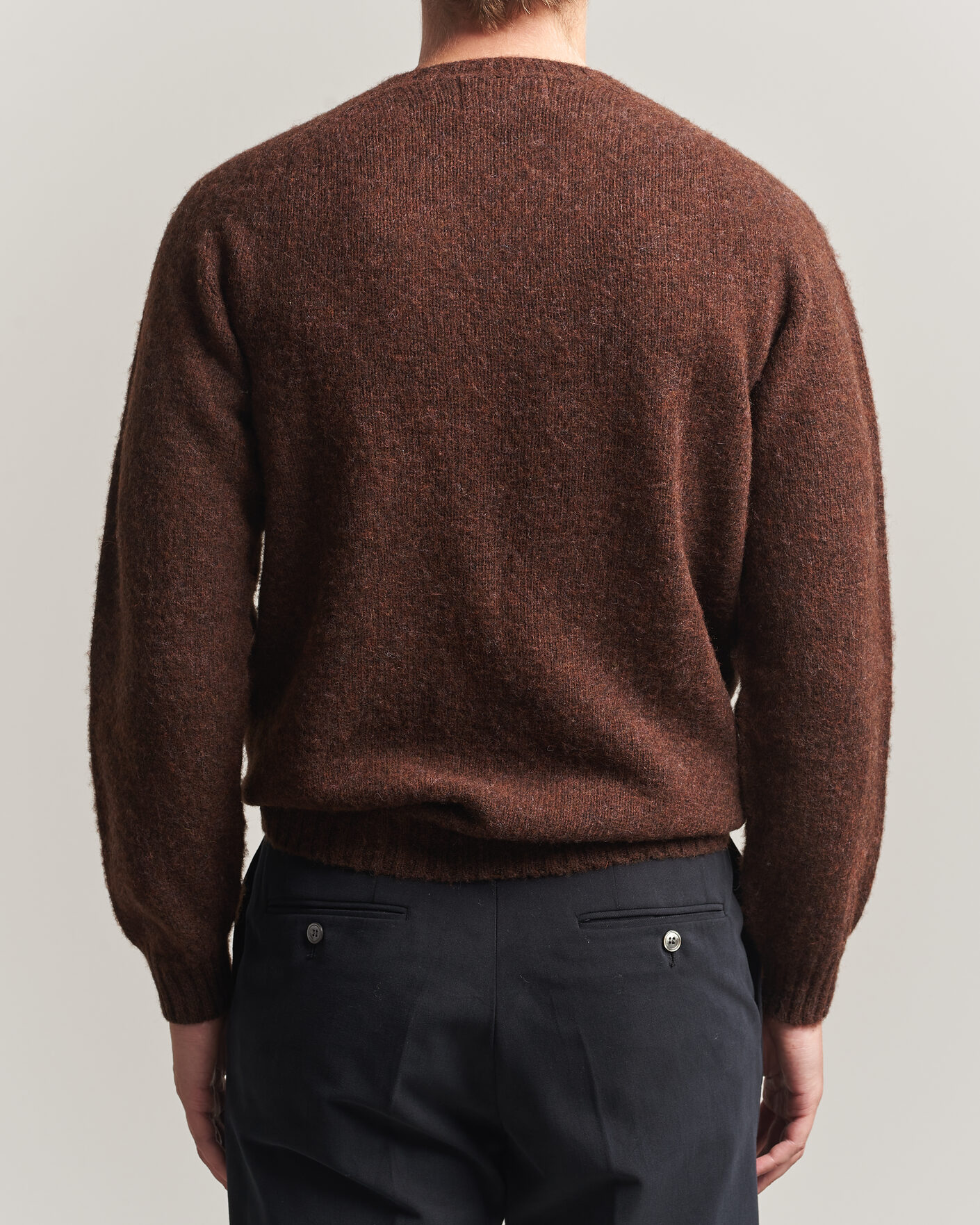 Herre | Trøjer | Harley Of Scotland | Brushed Supersoft Lambswool Crewneck Marron