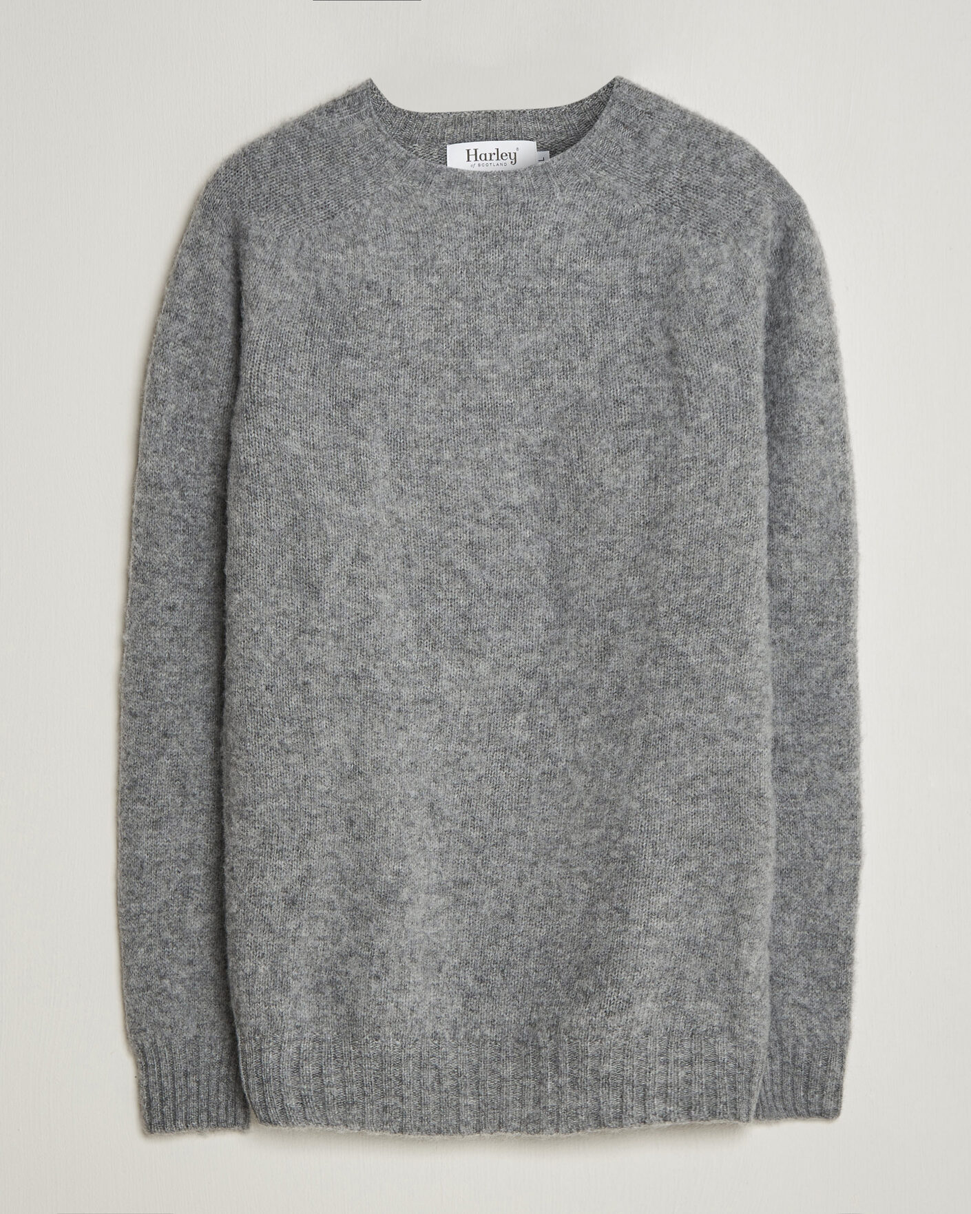 Herre | Trøjer | Harley Of Scotland | Brushed Supersoft Lambswool Crewneck Mid Grey