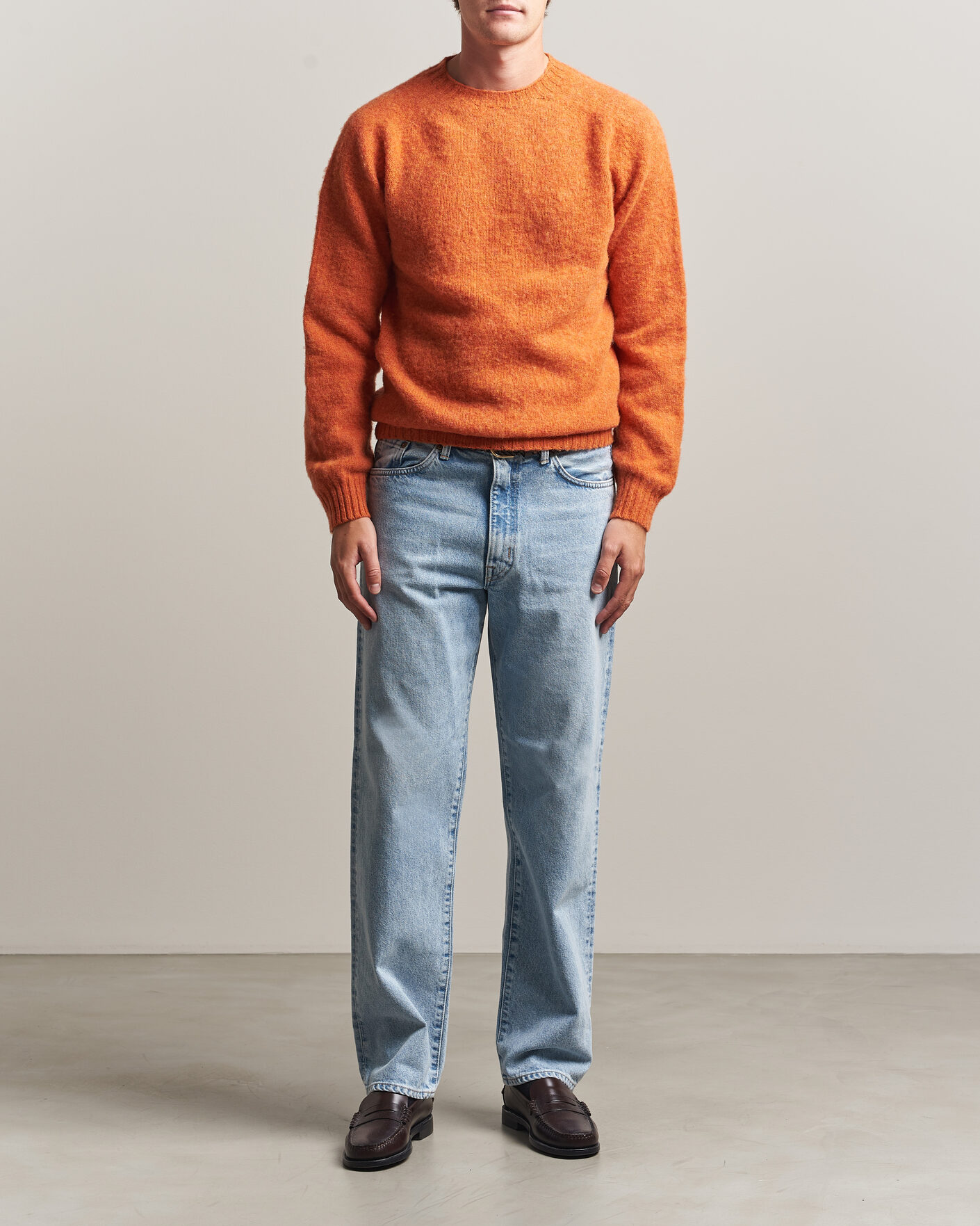 Herre | Trøjer | Harley Of Scotland | Brushed Supersoft Lambswool Crewneck Satsuma