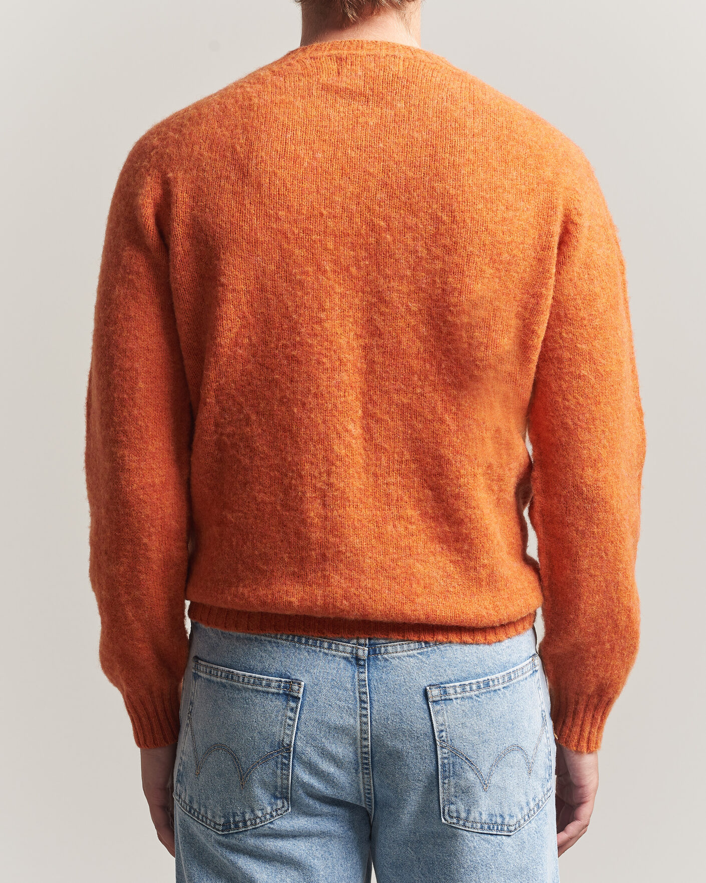 Herre | Trøjer | Harley Of Scotland | Brushed Supersoft Lambswool Crewneck Satsuma
