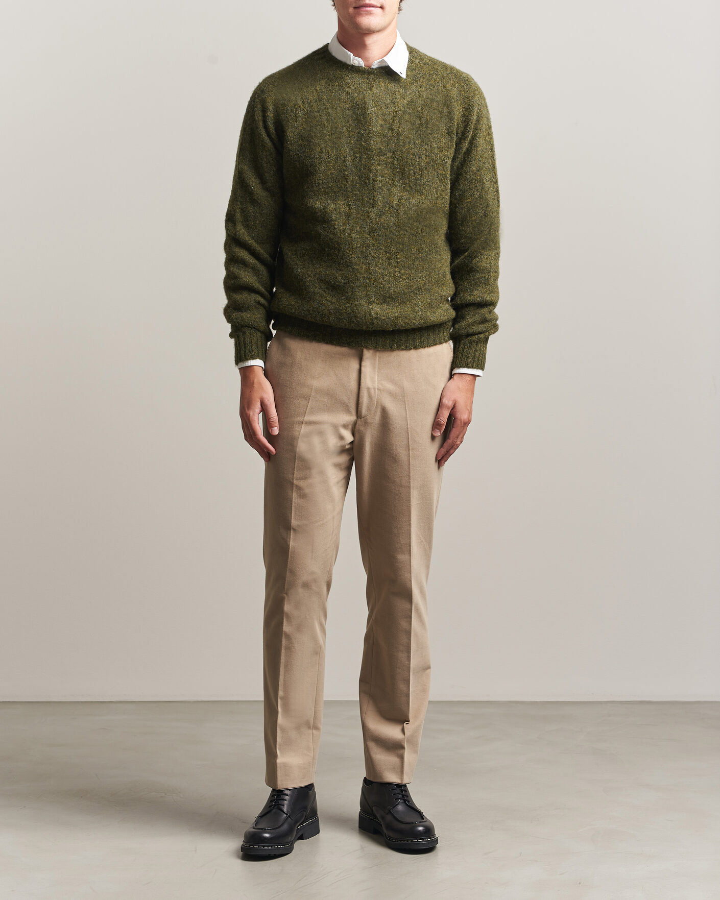Herre | Trøjer | Harley Of Scotland | Brushed Supersoft Lambswool Crewneck Scots Pine