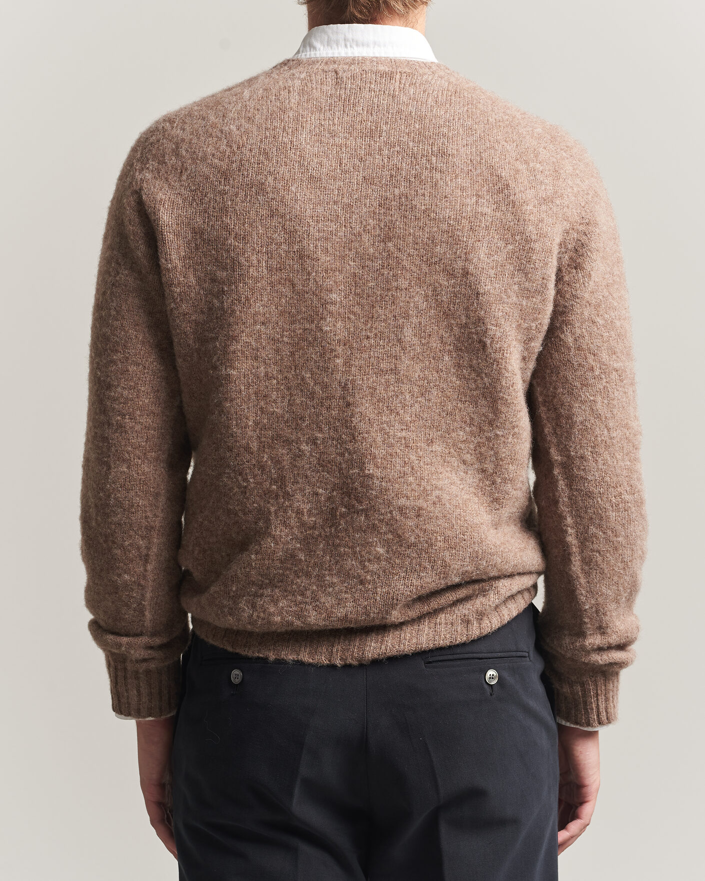 Herre | Trøjer | Harley Of Scotland | Brushed Supersoft Lambswool Crewneck Tundra